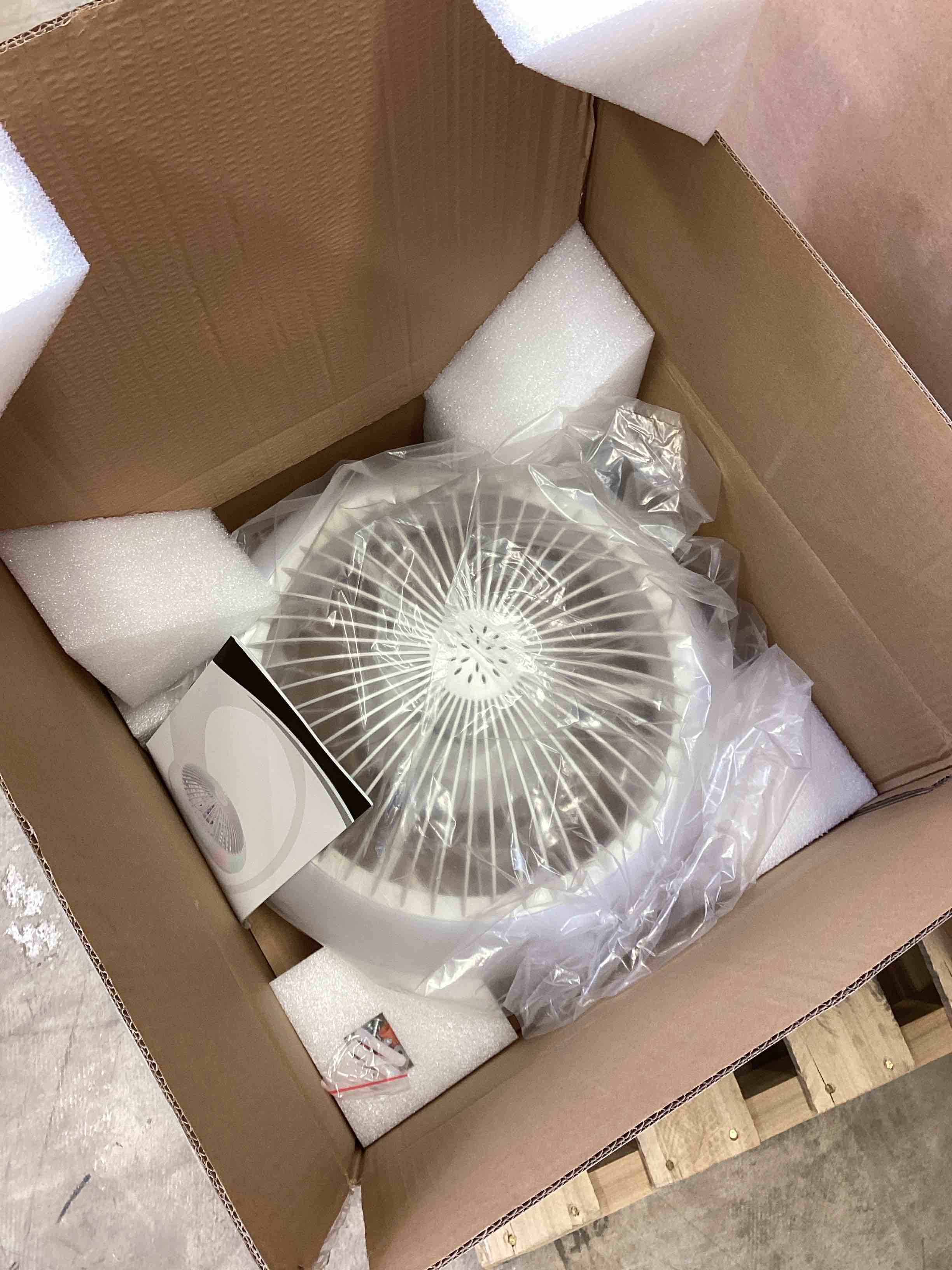 Condition photo showing Good Condition for sofucor 15 in. indoor white flush mount ceiling fan with rgb36 colorful led lights and 6-speed remote and app control