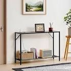 vevor narrow console table, 41.7" behind couch table 2-tier long entryway table, sofa table with metal frame and charge station, for entryway, hallway, living room