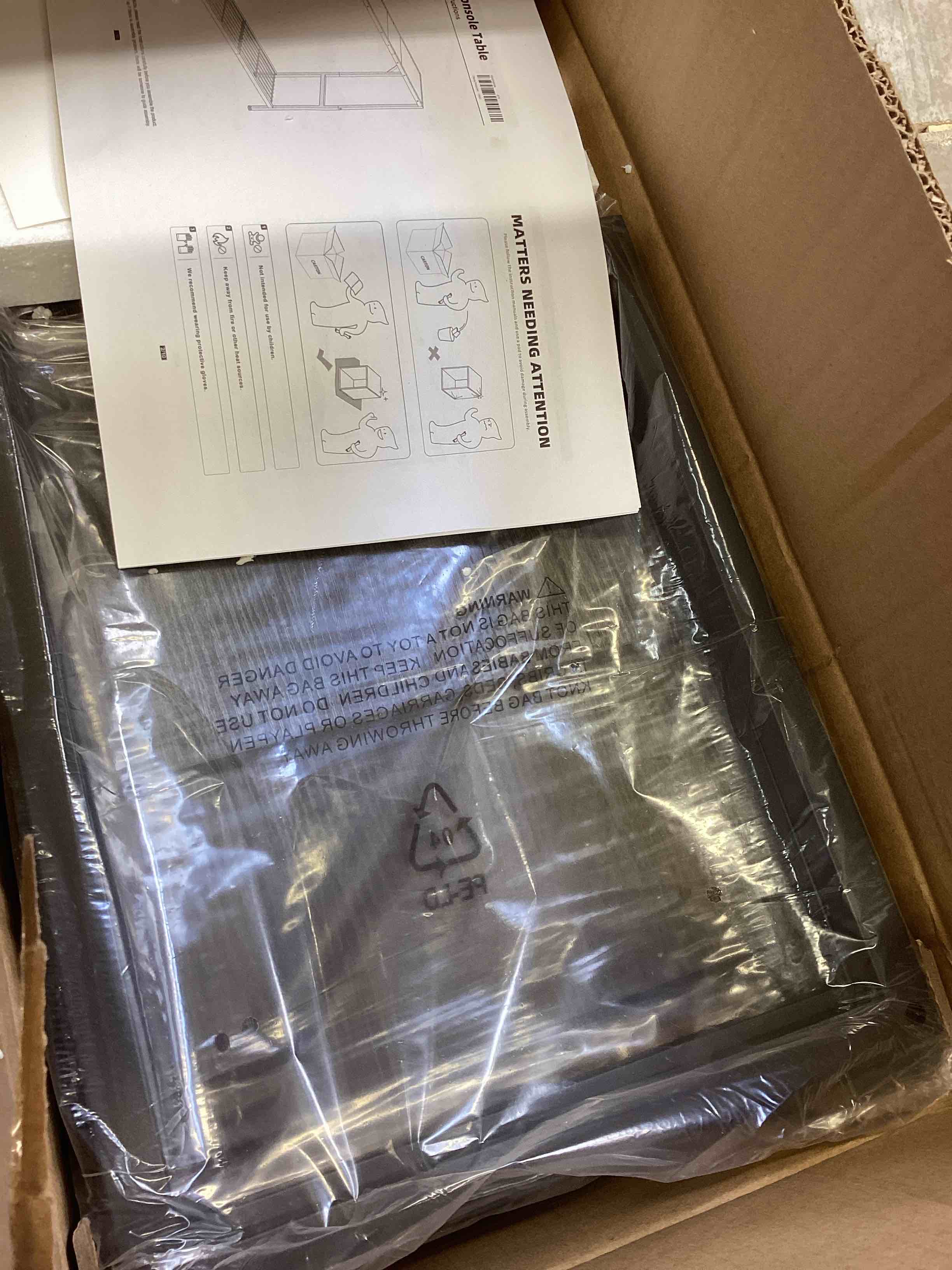 Condition photo showing Good Condition for vevor narrow console table, 41.7" behind couch table 2-tier long entryway table, sofa table with metal frame and charge station, for entryway, hallway, living room