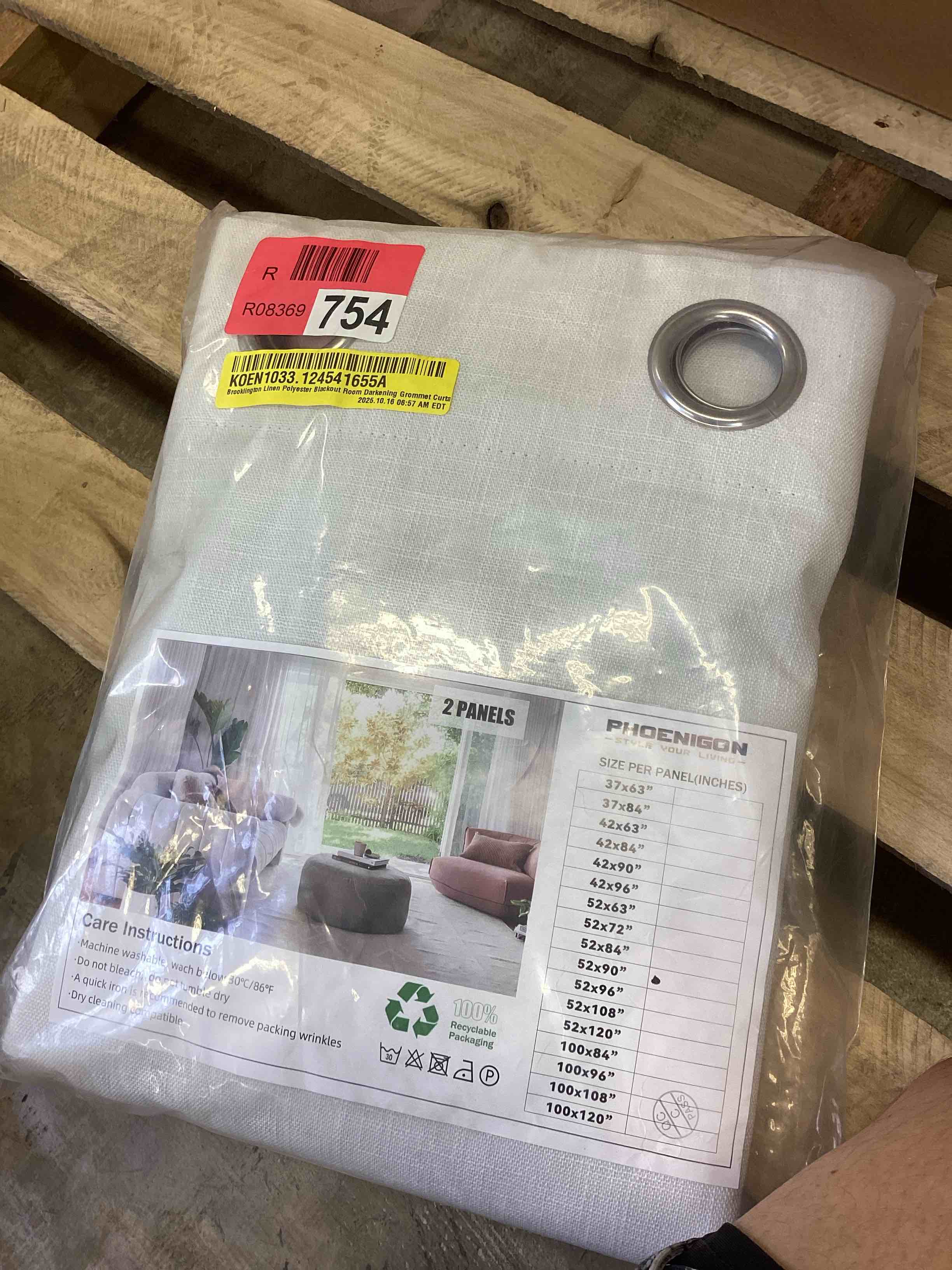 Condition photo showing Good Condition for eming linen like polyester blackout room darkening grommet curtain pair (set of 2) 52”*90”