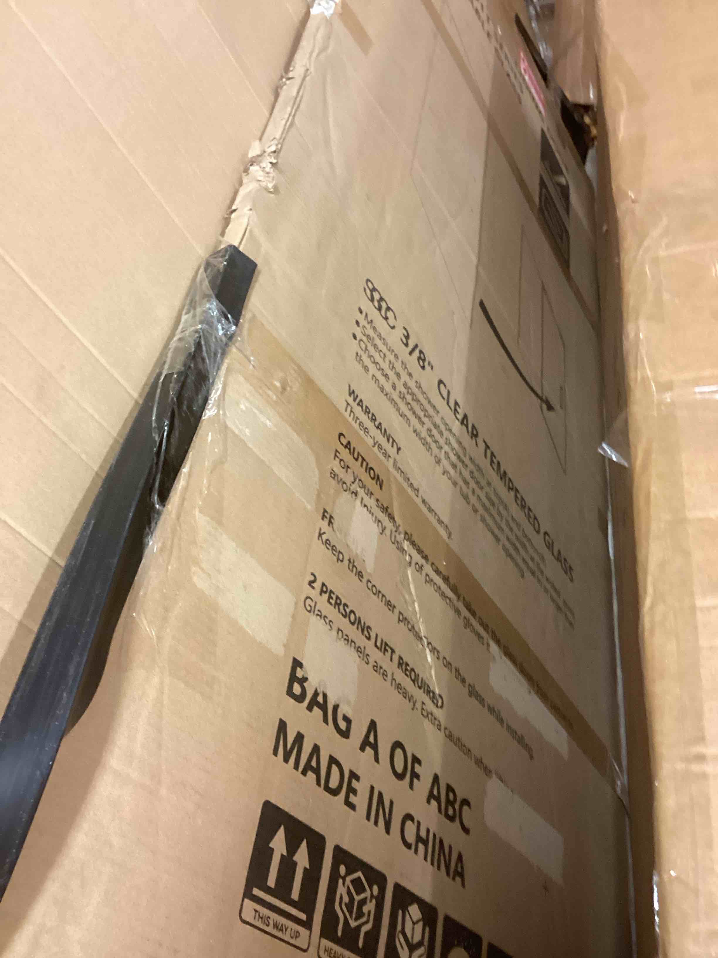 Condition photo showing Good Condition for 50-55" w x 76" h frameless single sliding shower door tp-gd11-bm-5476 ( incomplete one box only)