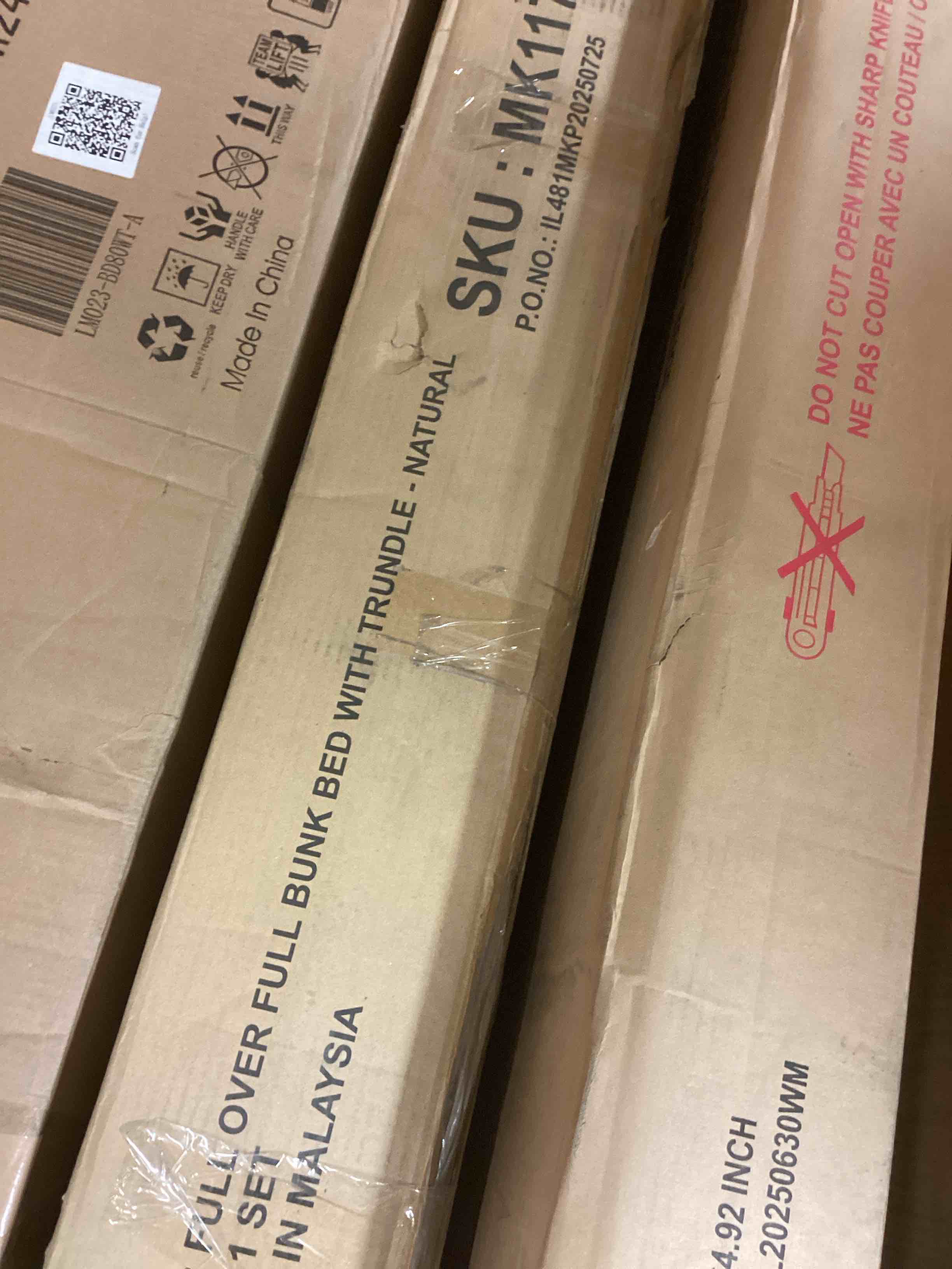 Condition photo showing Good Condition for full over full bunk bed with trundle-natural (incomplete one box of two only)