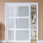 double frosted glass sliding closet doors with installation hardware ( incomplete one box only)
