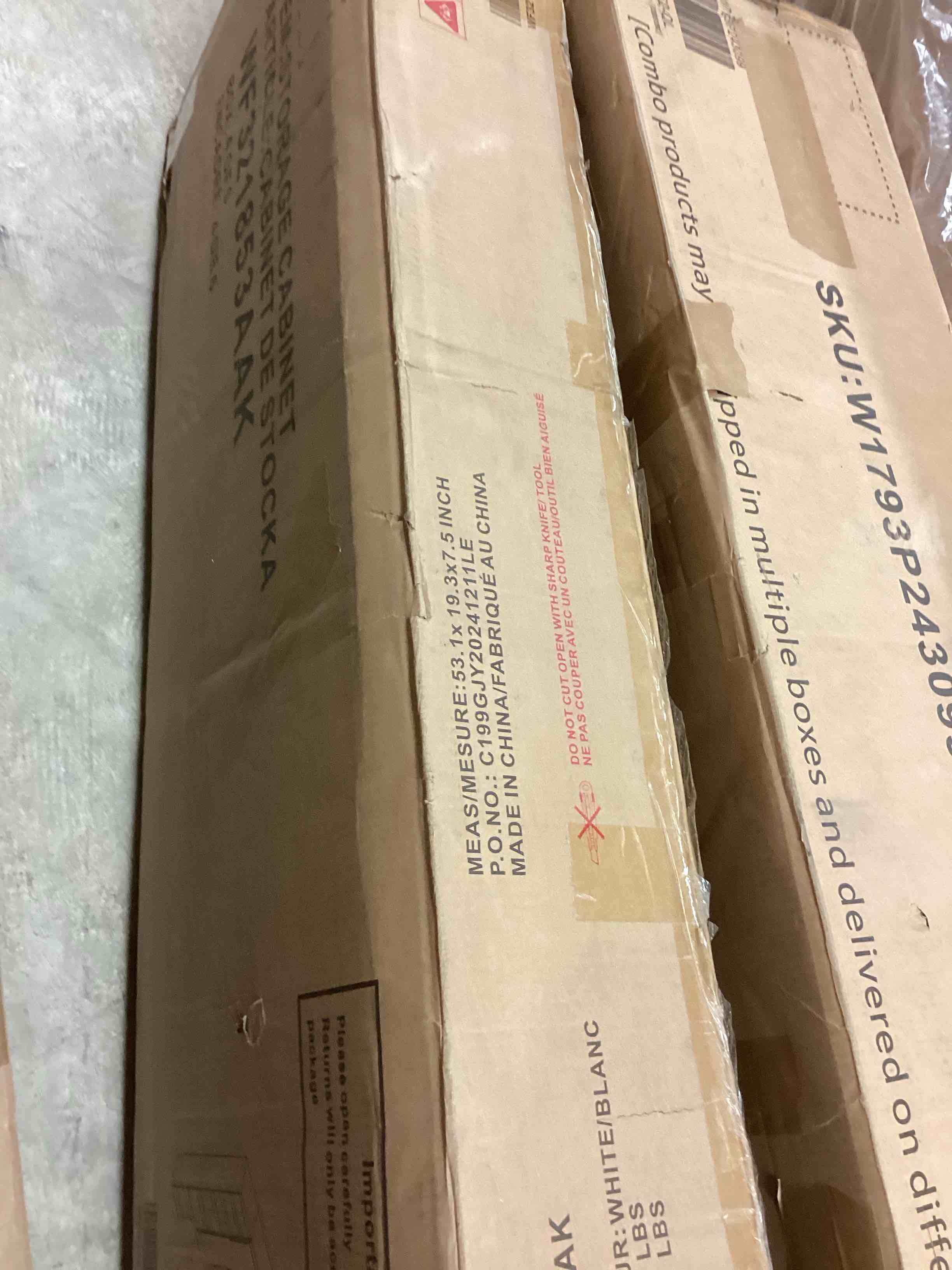 Condition photo showing Good Condition for murphy bed with upholstered sofa and storage shelves, modern platform bed frame with wood slats support, space saving, white (incomplete 1 box of 6 only)