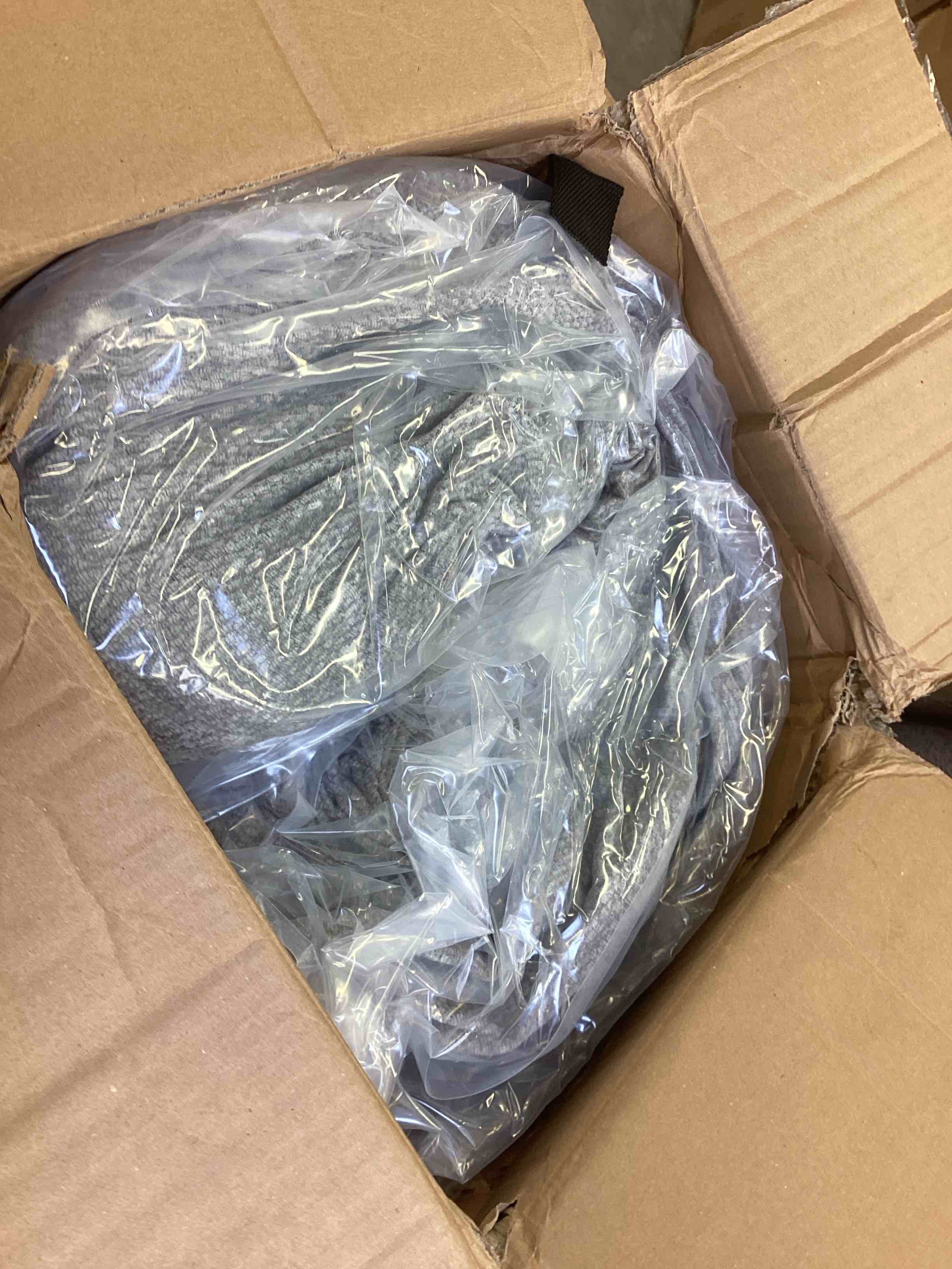 Condition photo showing New/Like New for modular 3-seater sofa, chenille couch for living room, grey modern armchair (do not included the ottoman) 