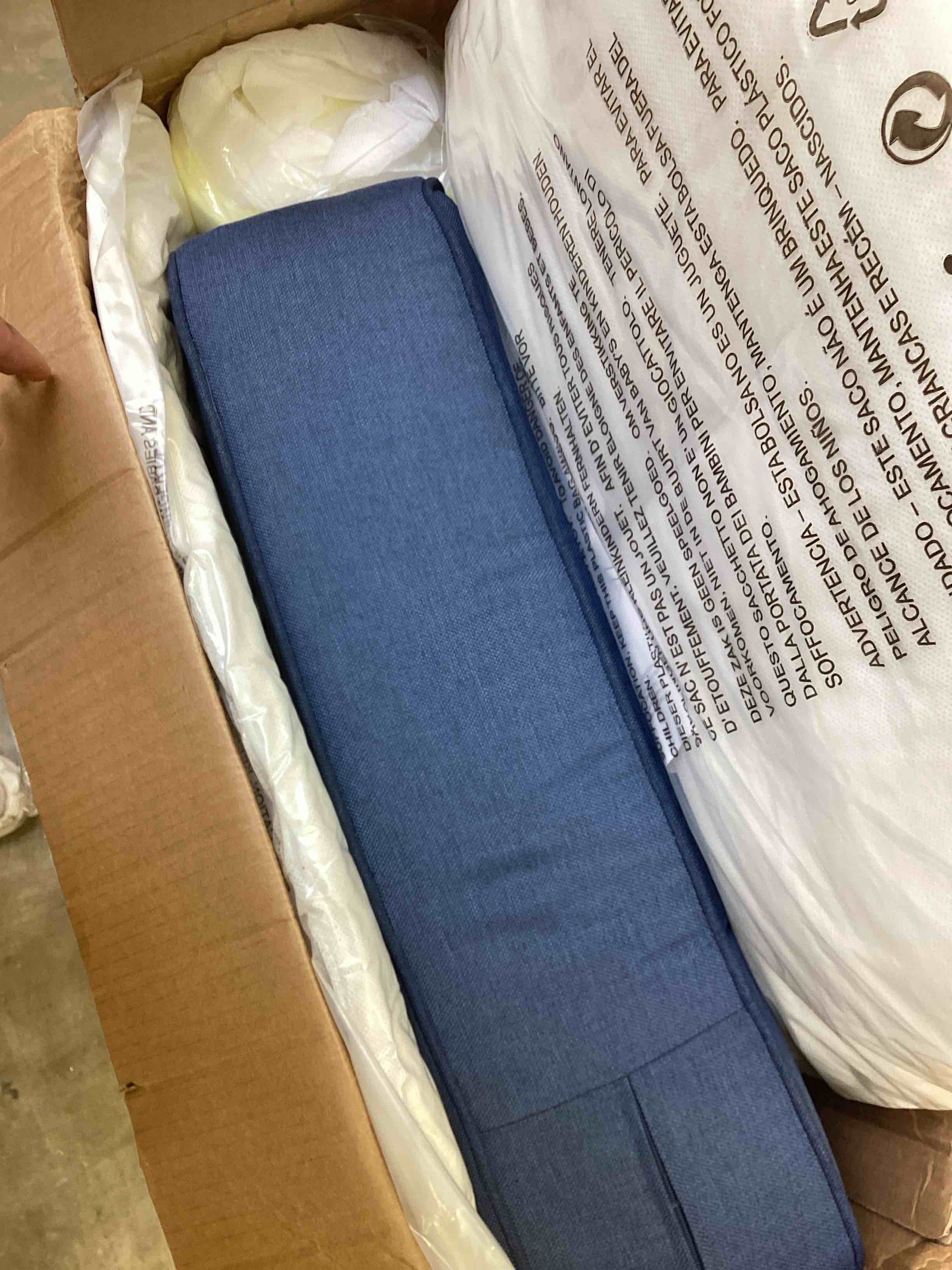 Condition photo showing Good Condition for carolina 24 in. x 24 in. x 6 in. olefin 4-piece deep seating outdoor lounge chair sofa cushion in navy