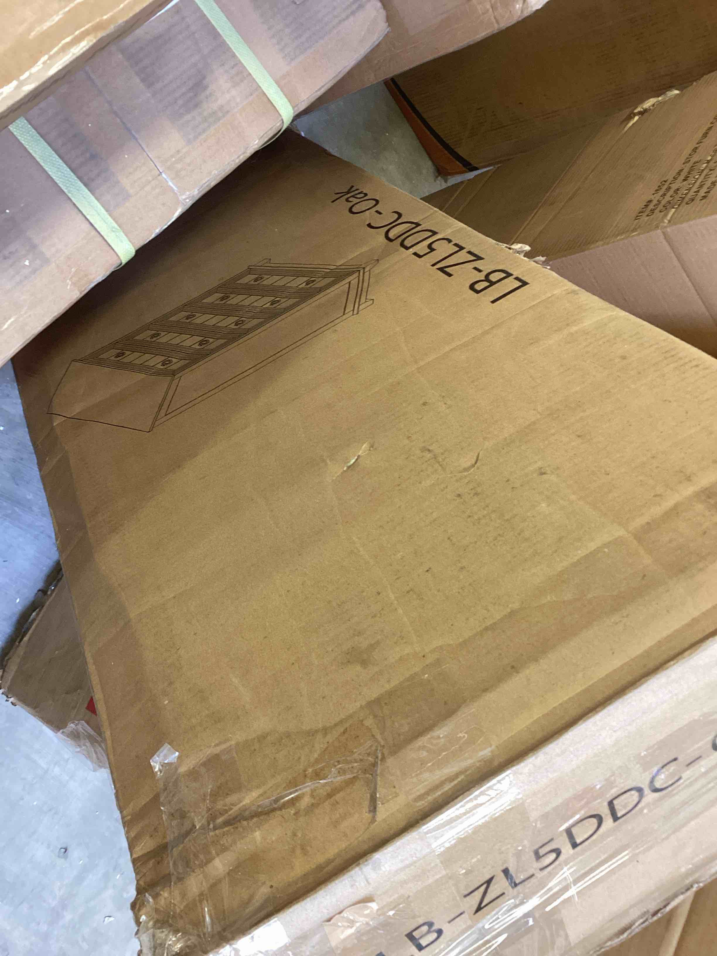 Condition photo showing As Is for joaxswe farmhouse 5 drawer dresser for bedroom, 33.2" tall small dressers & chest of drawers, rustic wood dresser with metal handle, storage organizer closet for living room, hallway,entryway