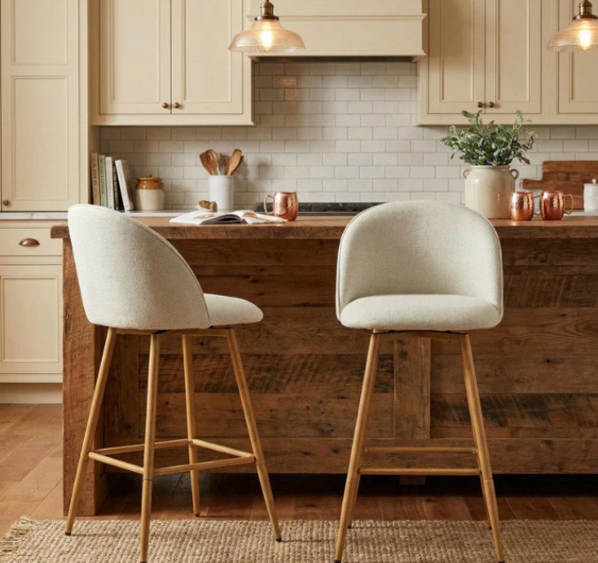 haseeb 26" swivel counter height bar stools set of 2 with performance fabric (similar) 