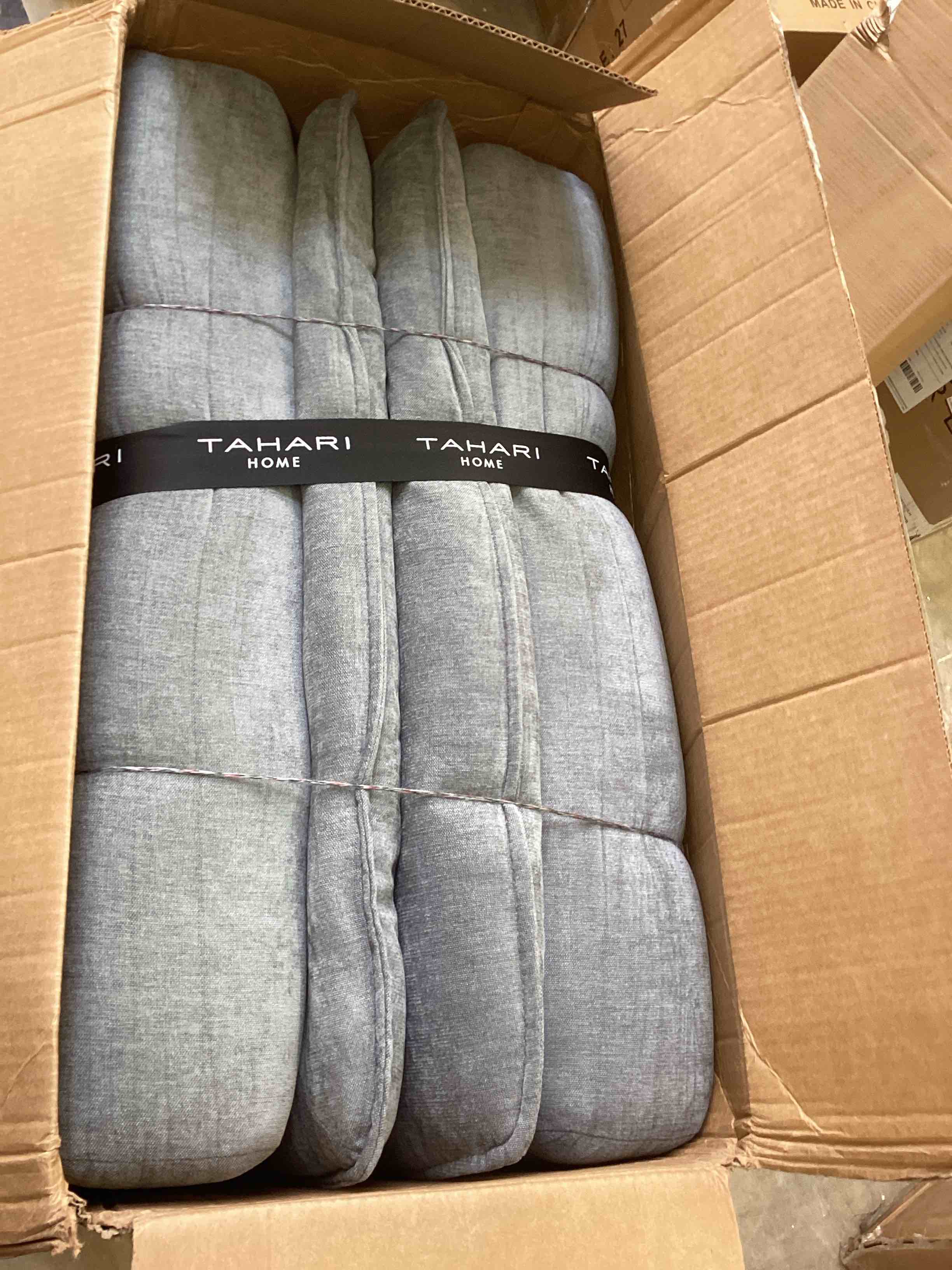 Condition photo showing Good Condition for tahari home  2pcs rectangle ottoman (color grey, similar ) 