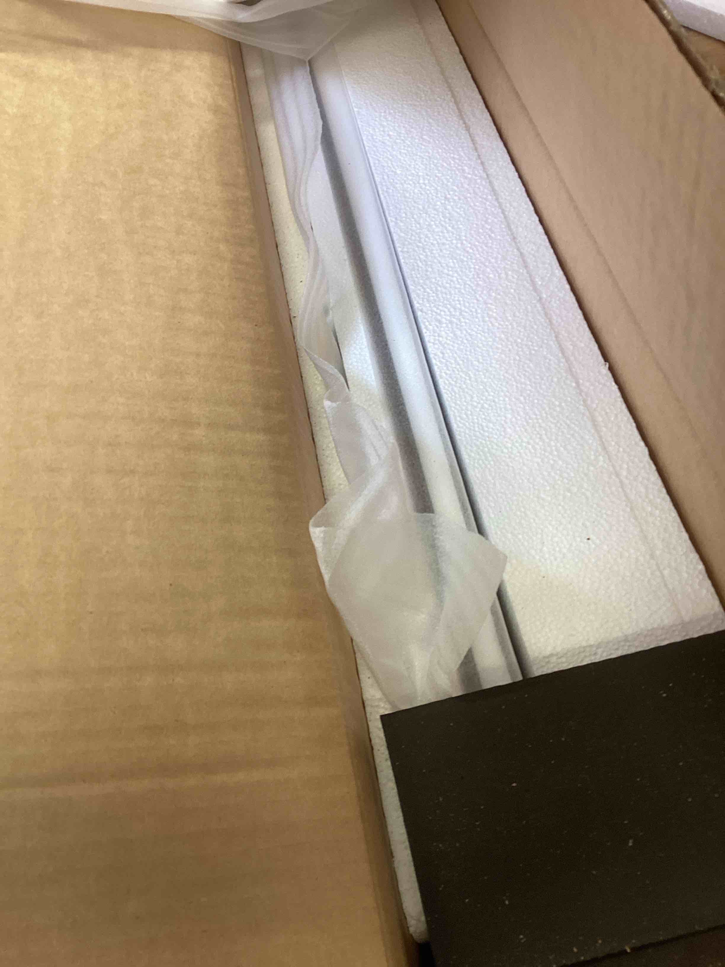 Condition photo showing New/Like New for narrow bathroom cabinet, metal storage cabinet with 4 adjustable shelves and 2 barn doors,tall kitchen pantry for home office, dining room,black