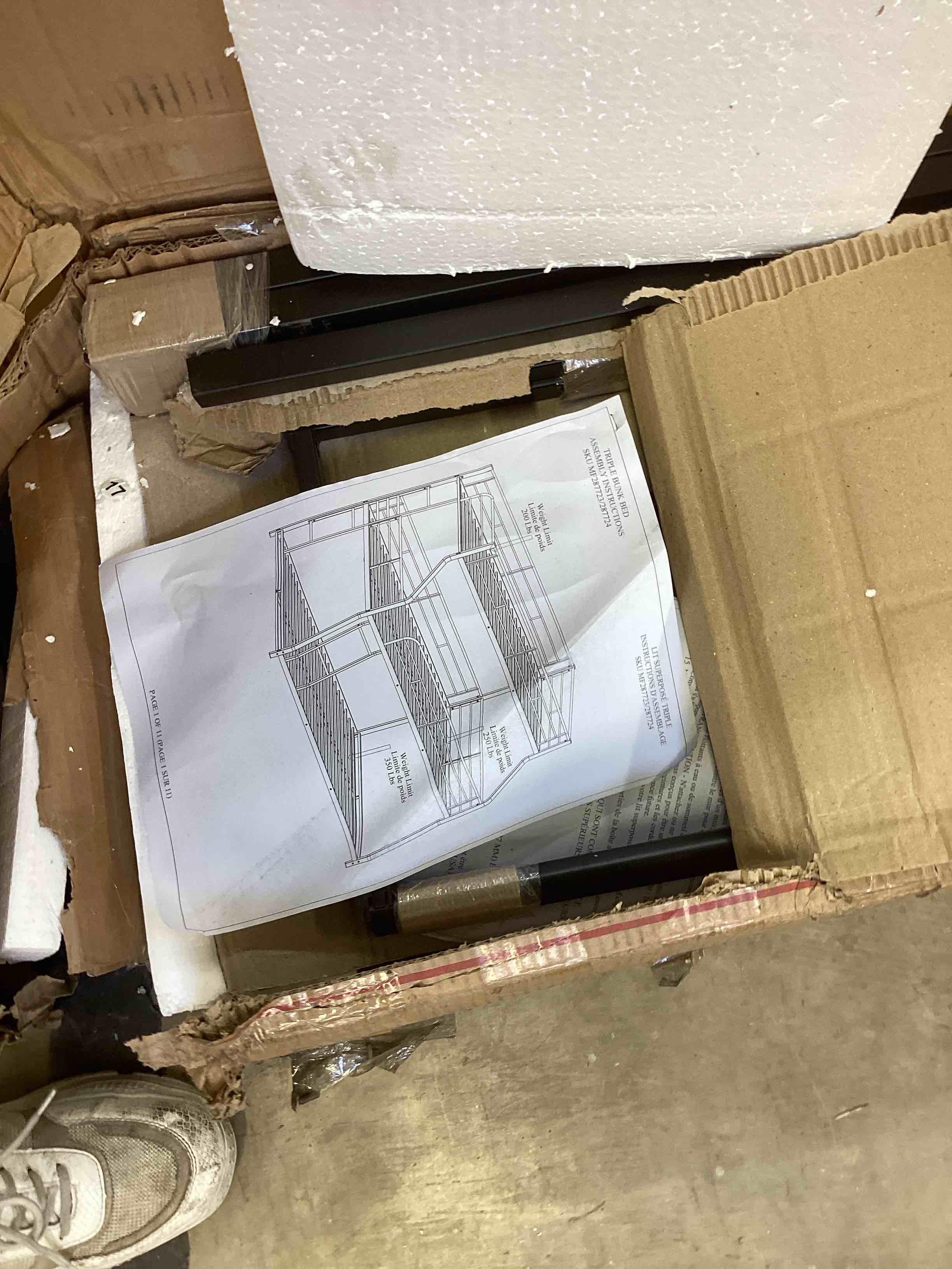 Condition photo showing As Is for bunk bed with long and short ladder and full-length guardrails (box 2 of 2 only) 