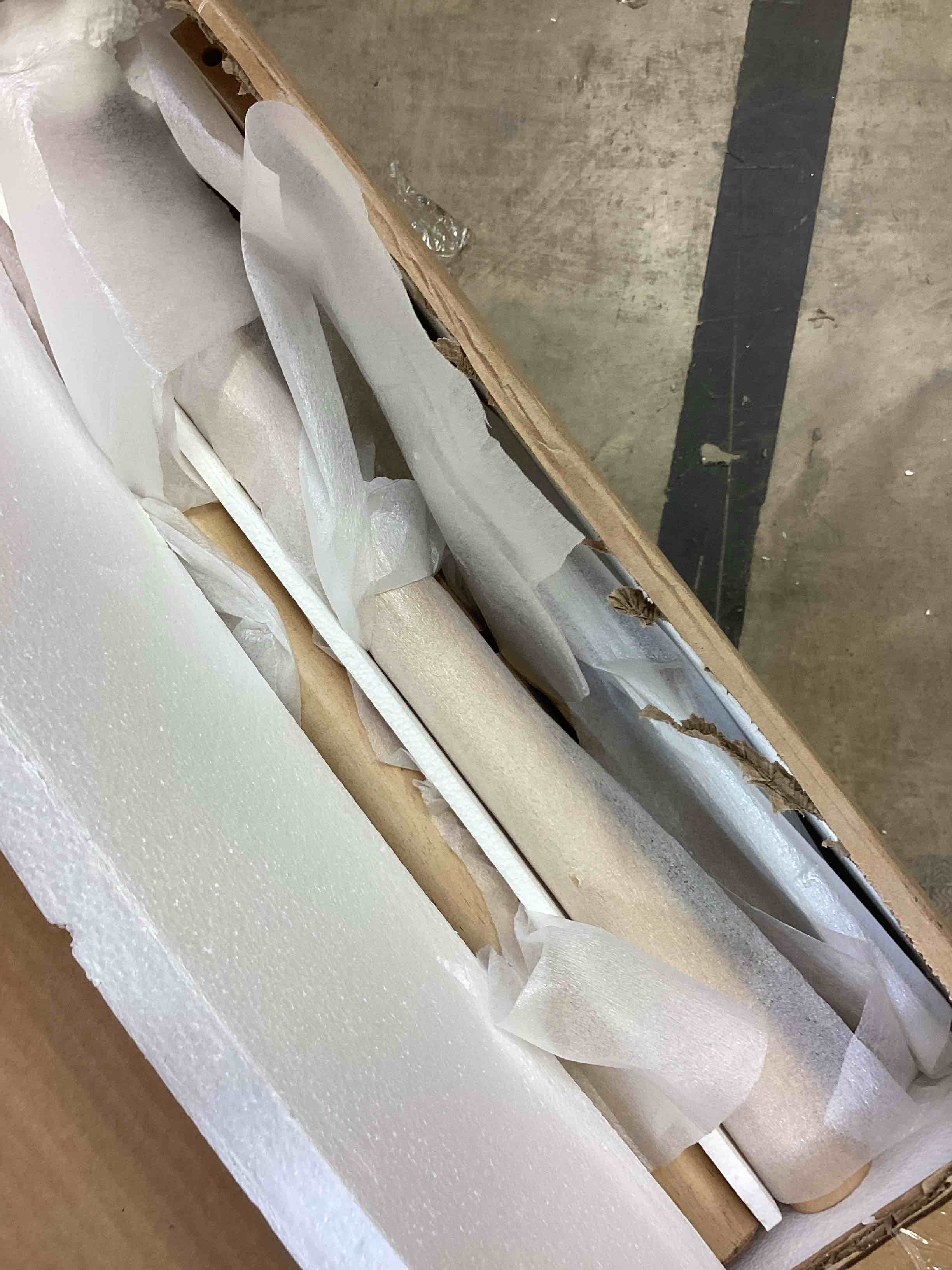 Condition photo showing As Is for 20" large nightstand with charging station, solid round post legs, 2 drawers end table with open shelf (similar) 