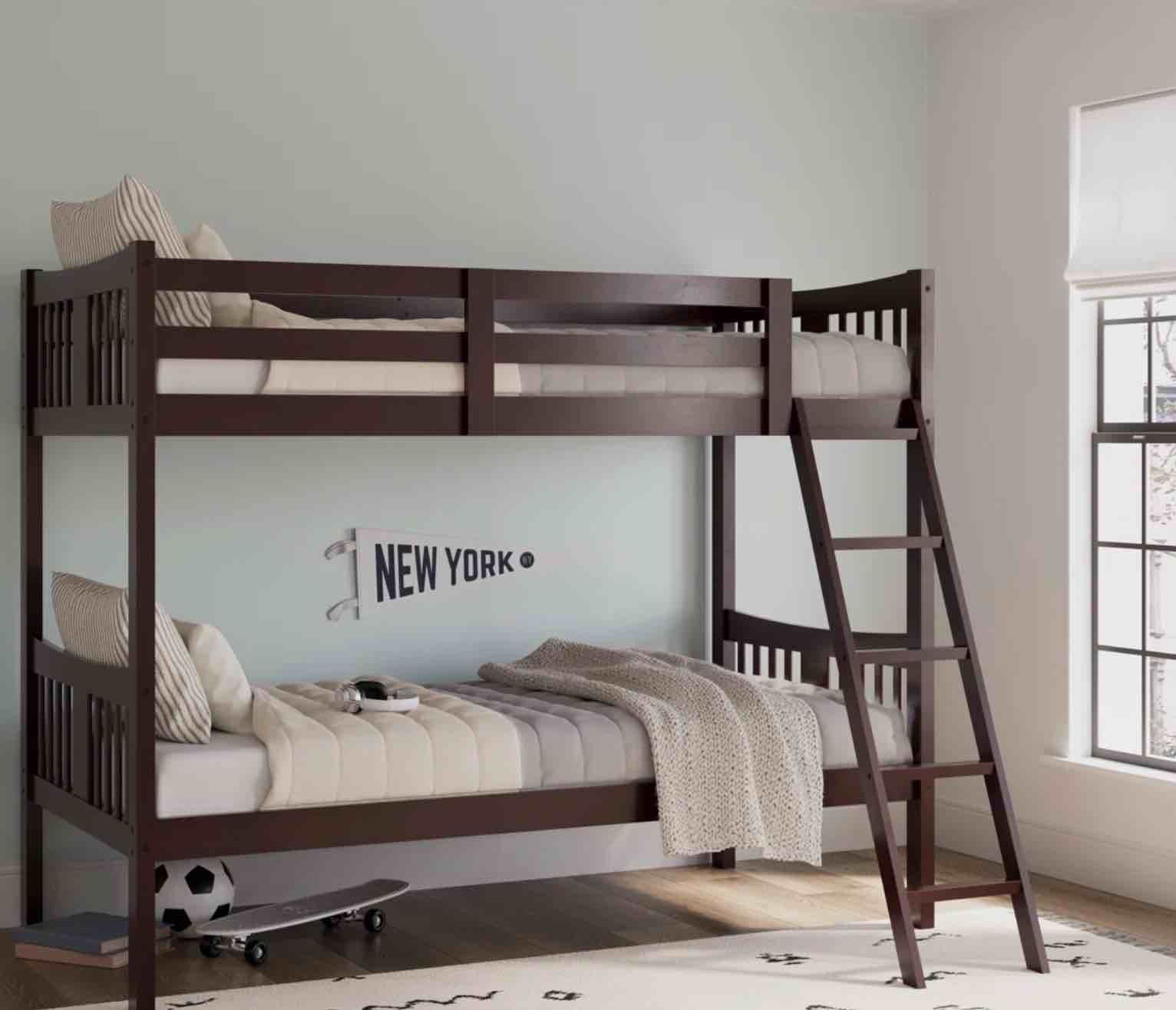 caribou storkcraft solid hardwood twin-over-twin bunk bed (box b only)
