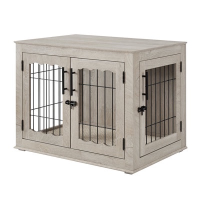 dog crate furniture with cushion, wooden dog crate table 