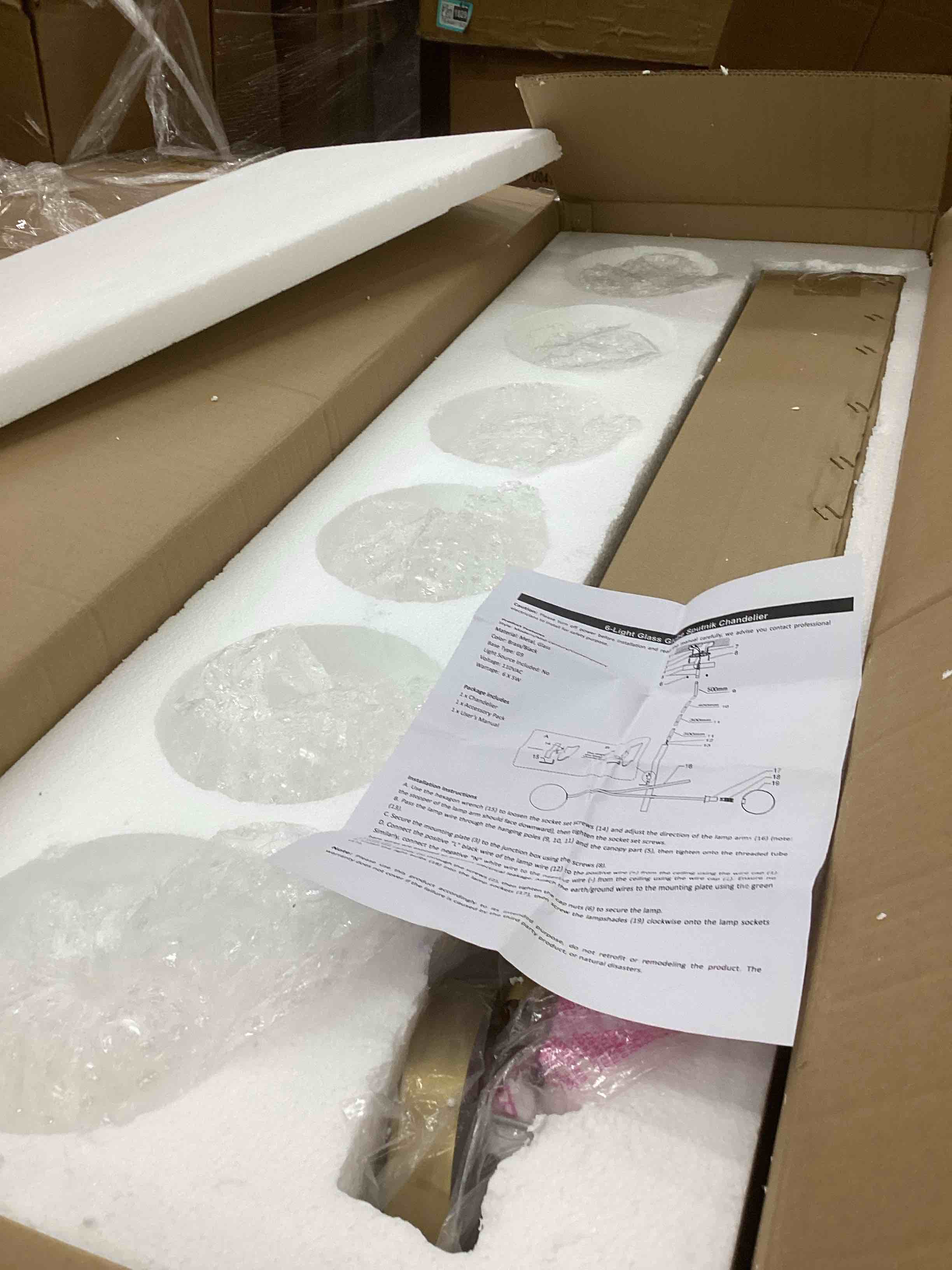 Condition photo showing New/Like New for otar 6 - light glass shaded sputnik chandelier