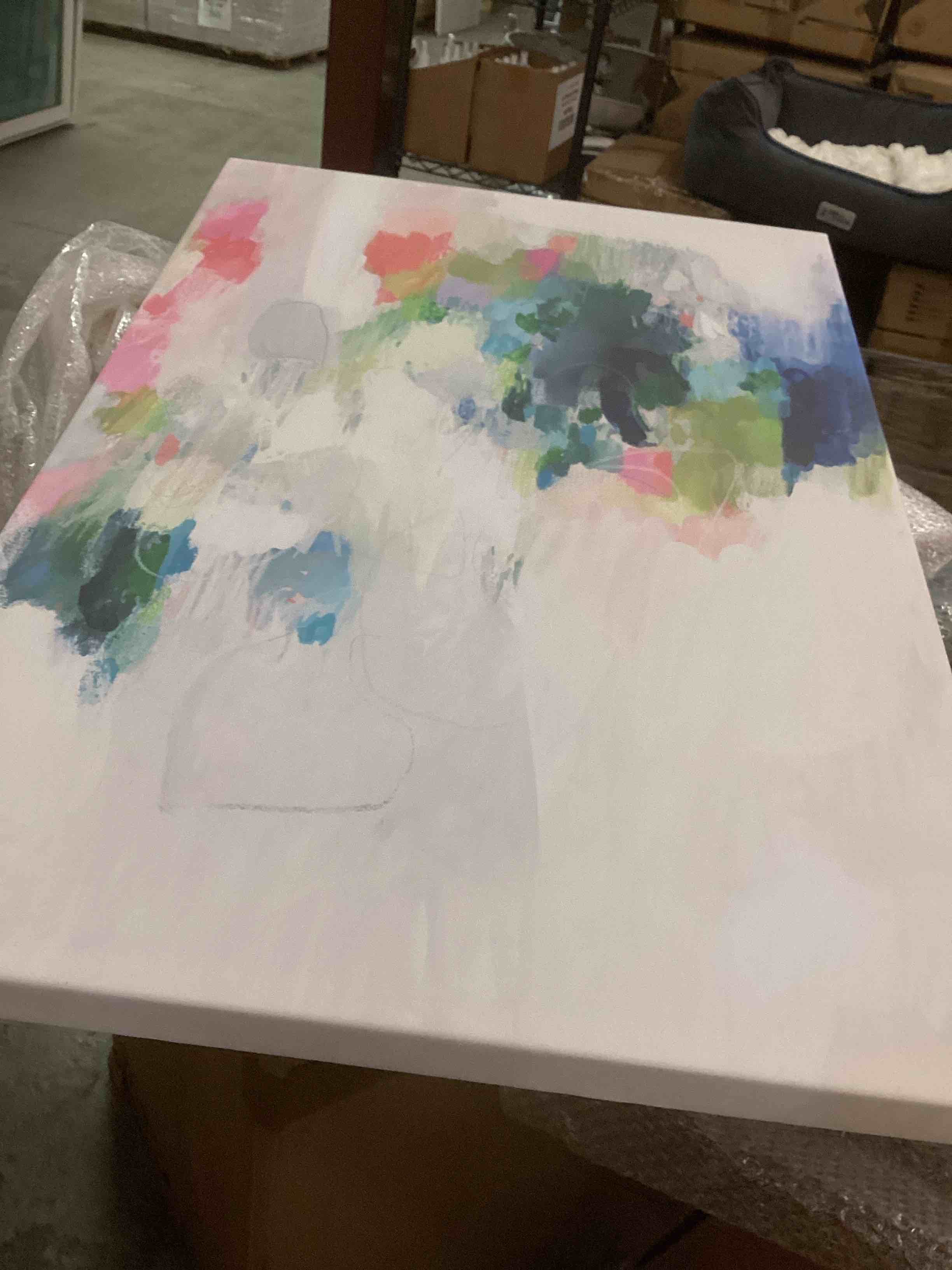Condition photo showing New/Like New for art.com stretched canvas print raspberry & teal i by victoria borges, 24x32