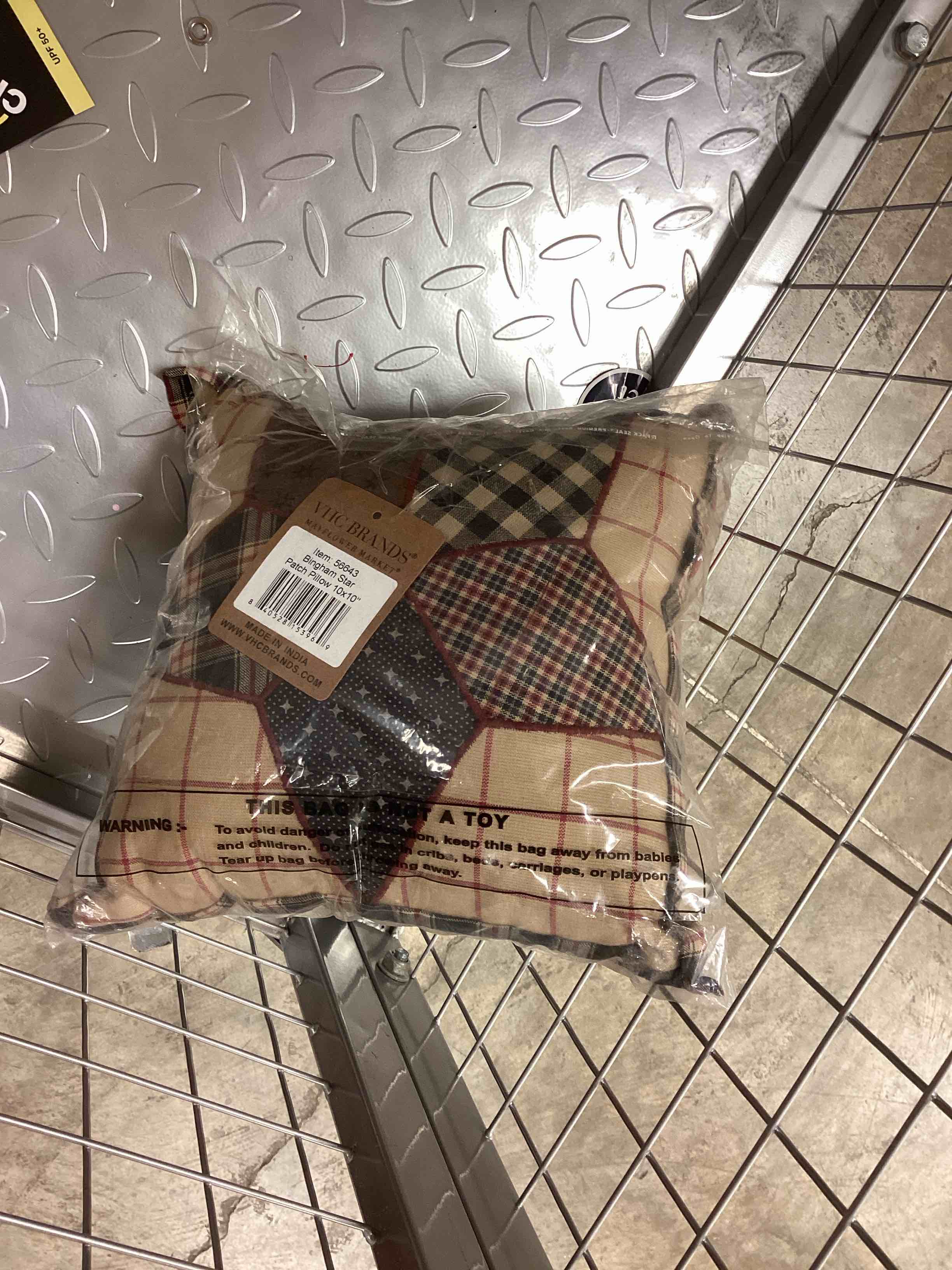 Condition photo showing New/Like New for vhc brands bingham star  cotton  10x10  star patch pillow  black