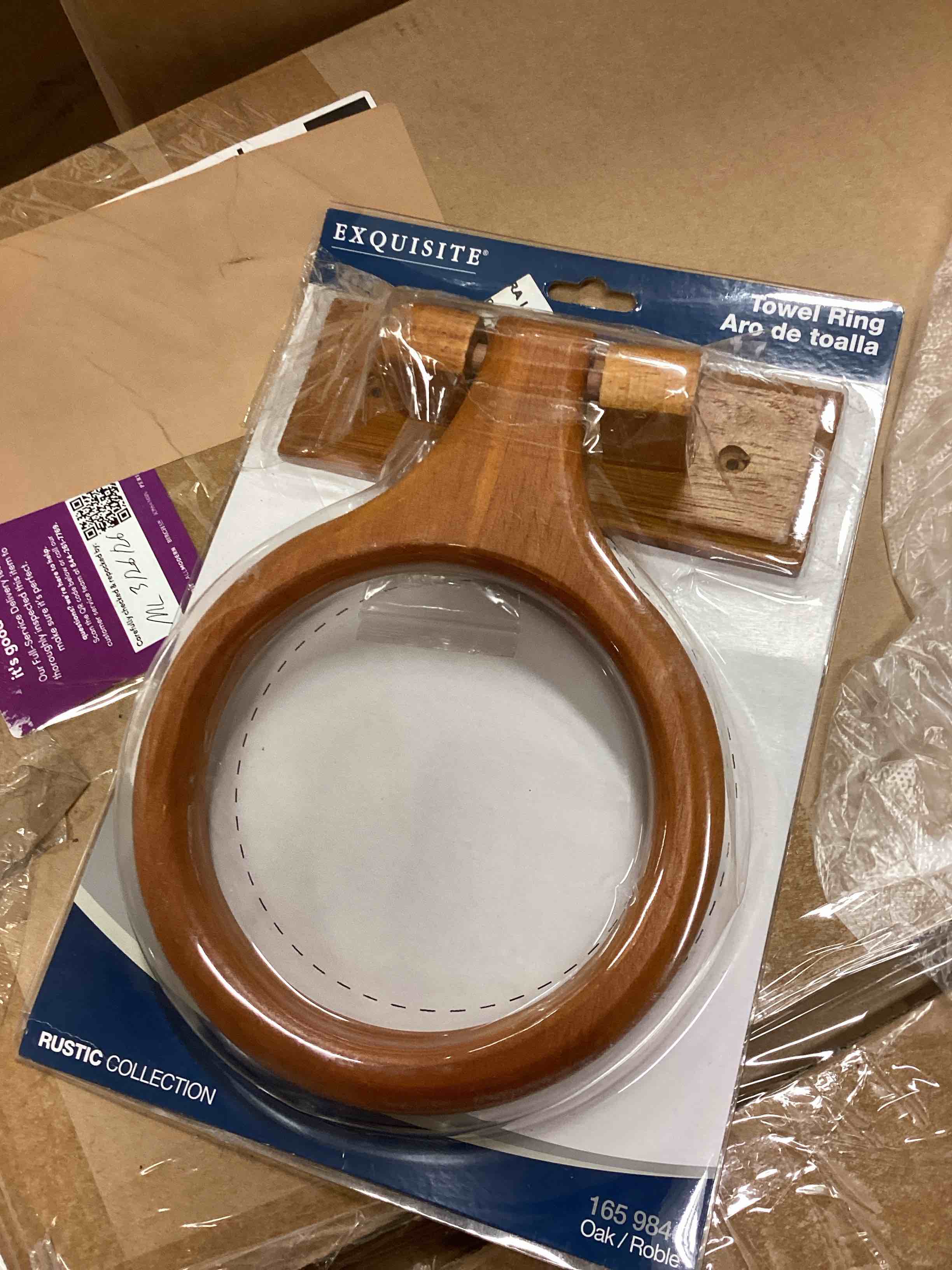 Condition photo showing Good Condition for ldr industries 165 9840 rustic oak towel ring, no size