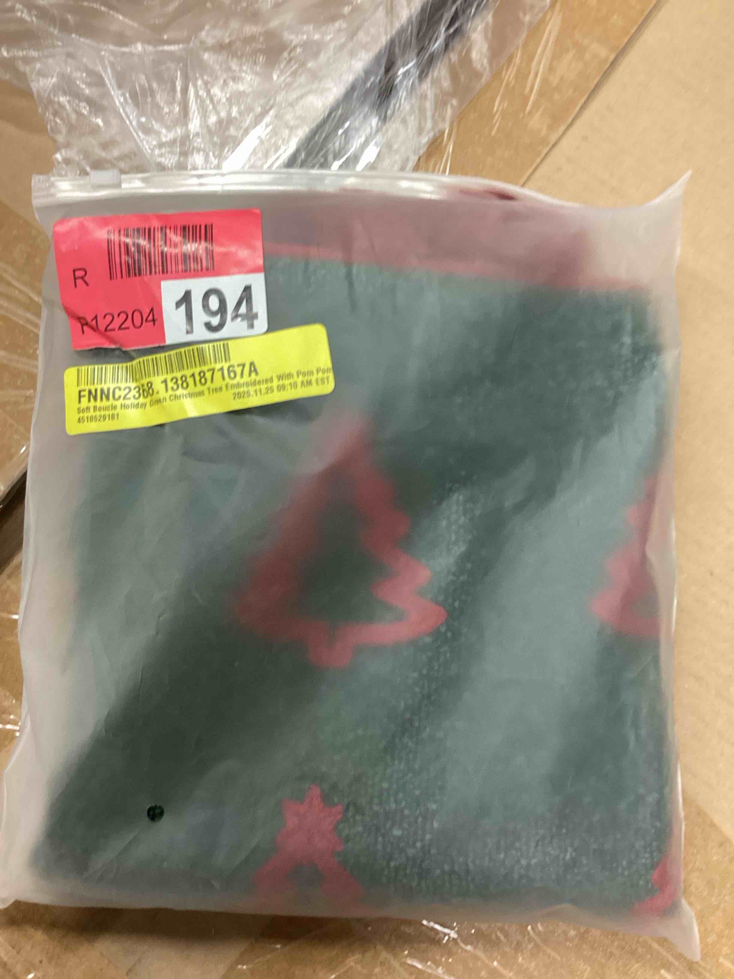 Condition photo showing Good Condition for fennco styles green christmas tree embroidered throw pillow cover – 18" x 18" soft boucle holiday cushion cover with red pom poms for winter holiday décor, sofa, couch, or bed