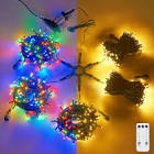 christmas lights outdoor 250ft 750 led multicolor string lights with ring connector, 9 modes&timer remote, end to end conectable, ul listed, clear wire (incomplete only ring connector) 