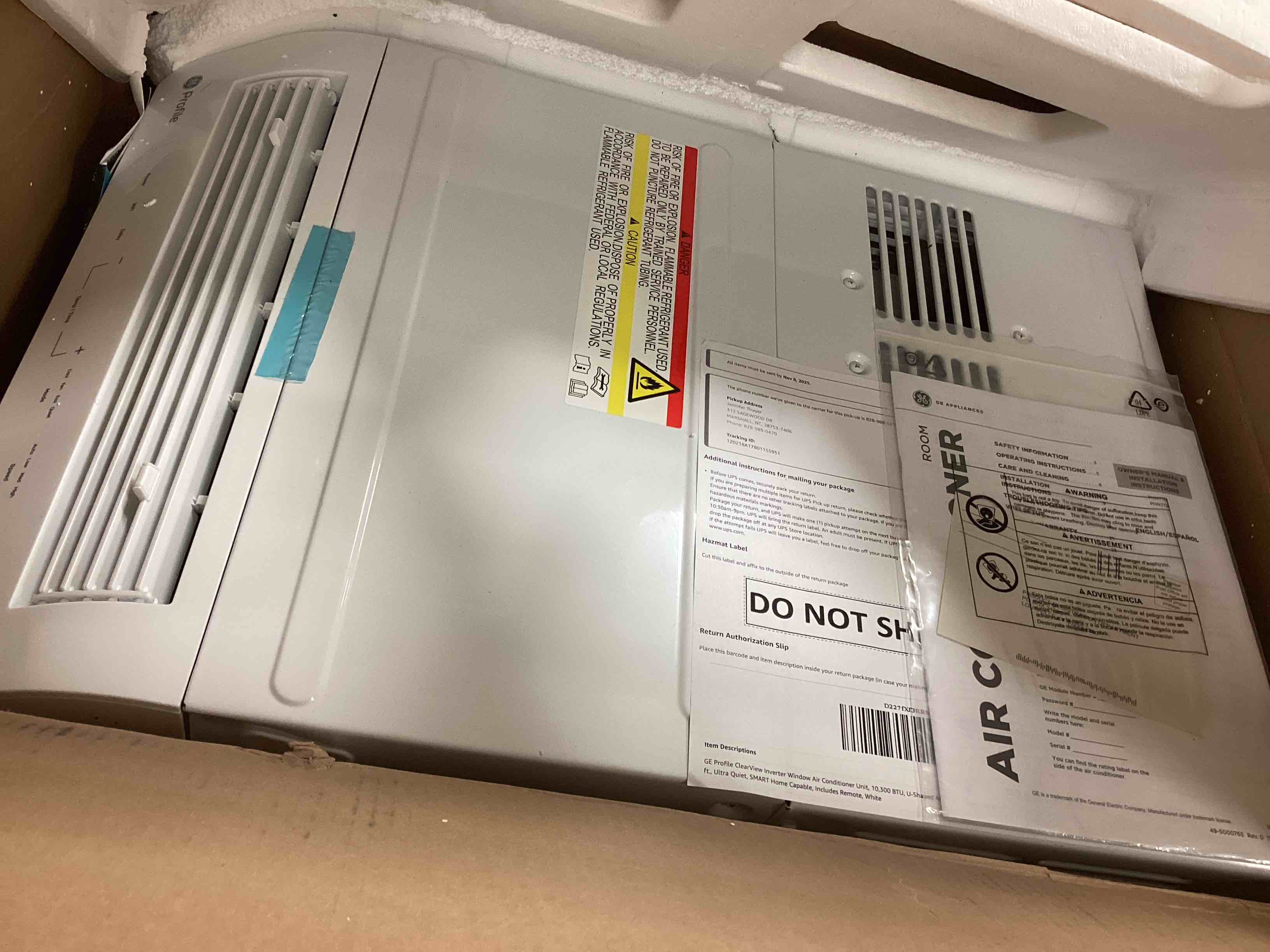 Condition photo showing Good Condition for ge profile clearview inverter window air conditioner unit, 10,300 btu, u-shaped adjustable depth, energy efficient cooling up to 450 sq ft., ultra quiet, smart home capable, includes remote, white