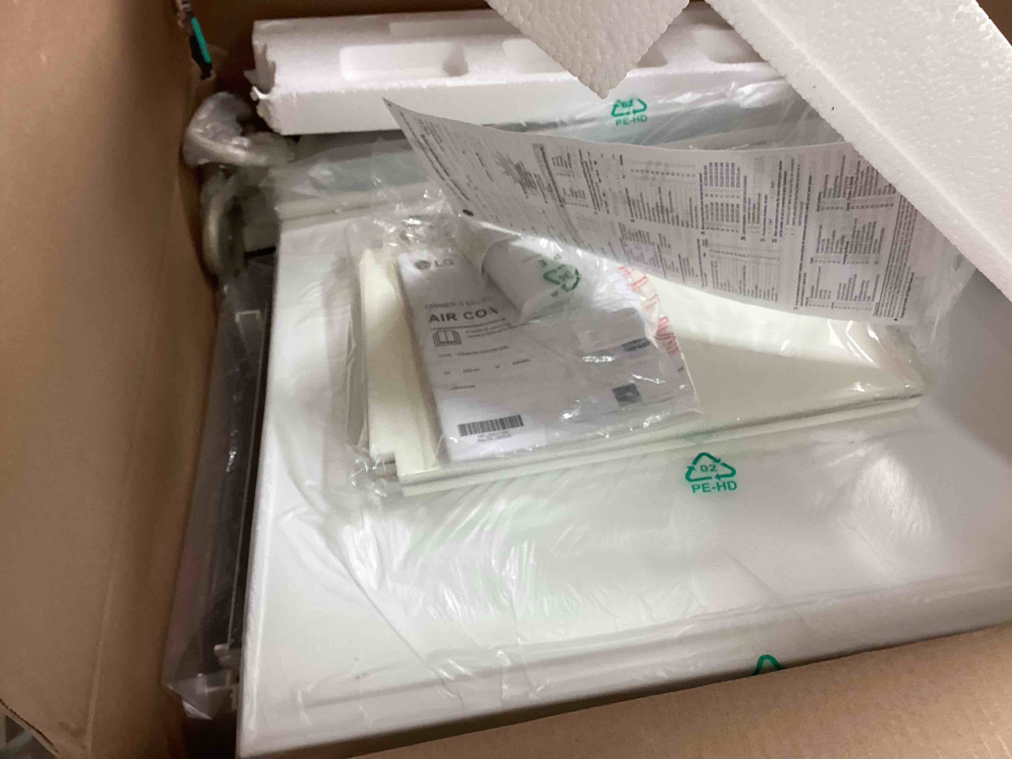 Condition photo showing Good Condition for lg 6000 btu window air conditioner energy saving dual inverter, remote control, wifi, lg thinq, alexa, hey google enabled washable filer ultra-quiet cools small room up to 250 sq.ft white lw6023ivsm 1 count (pack of 1) wifi & high efficiency white