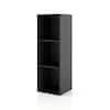 quincy 35.27 in. tall stackable black engineered wood 3-shelf modern modular slim bookcase