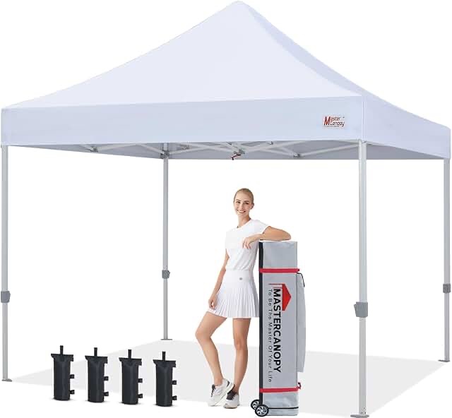 mastercanopy pop up canopy tent commercial grade 10x10 instant shelter (white)