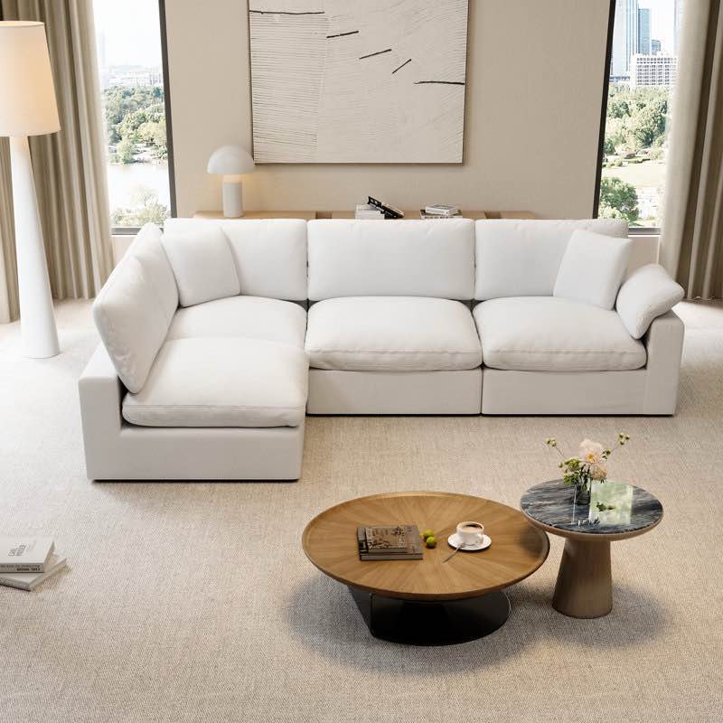 110.8 '' upholstered sectional, cloud sofa, modular sectional linen blend sofa with removeable cover for living room, bedroom, deep seat (incomplete only cushion)