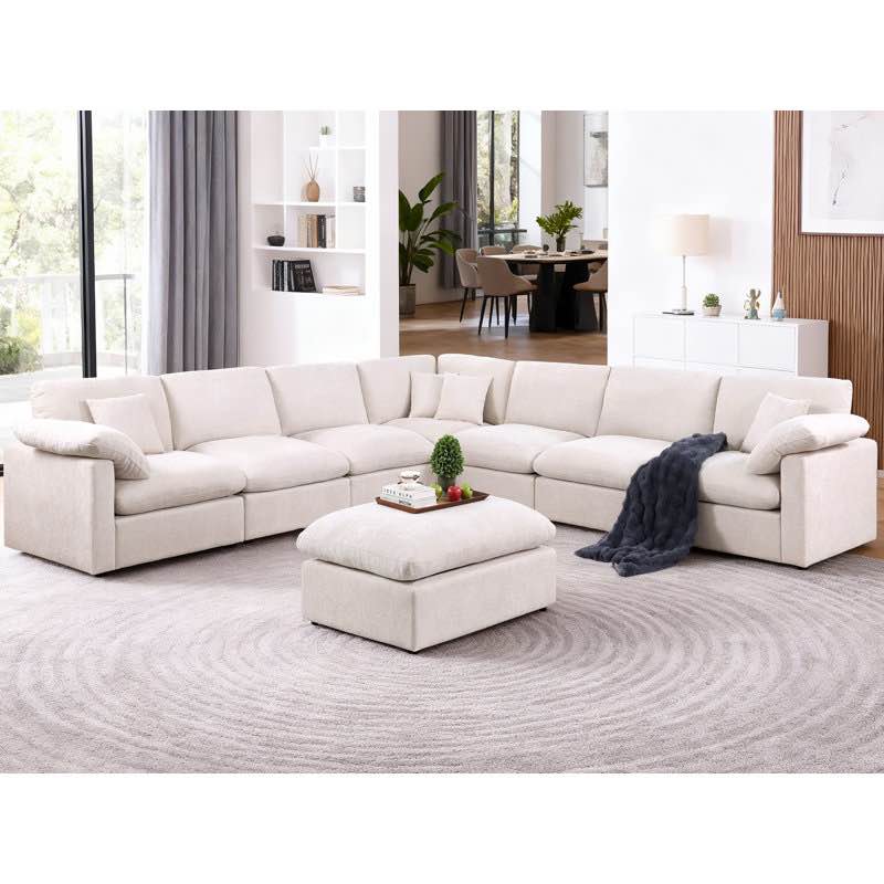 oversized corner sectional modular sofa, chenille cloud sectional living room set (incomplete 1 box of 8 only)