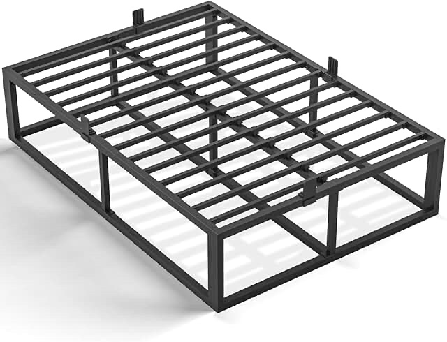 bilily 18 inch king bed frame with steel slat support,heavy duty metal platform bed frame king size mattress foundation,no box spring needed,easy assembly,noise free,black