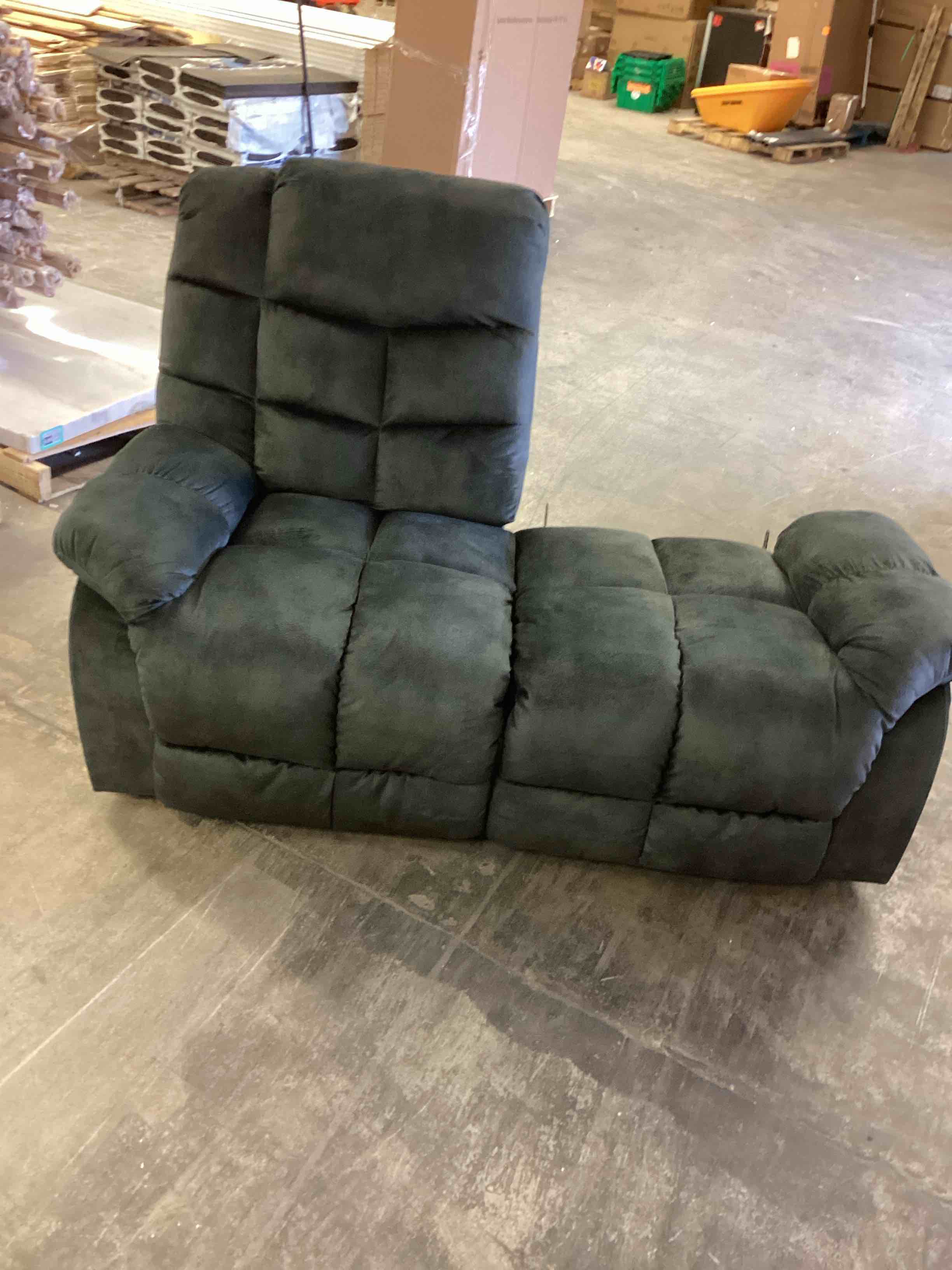 Condition photo showing As Is for burrier modern upholstered soft manual reclining loveseat