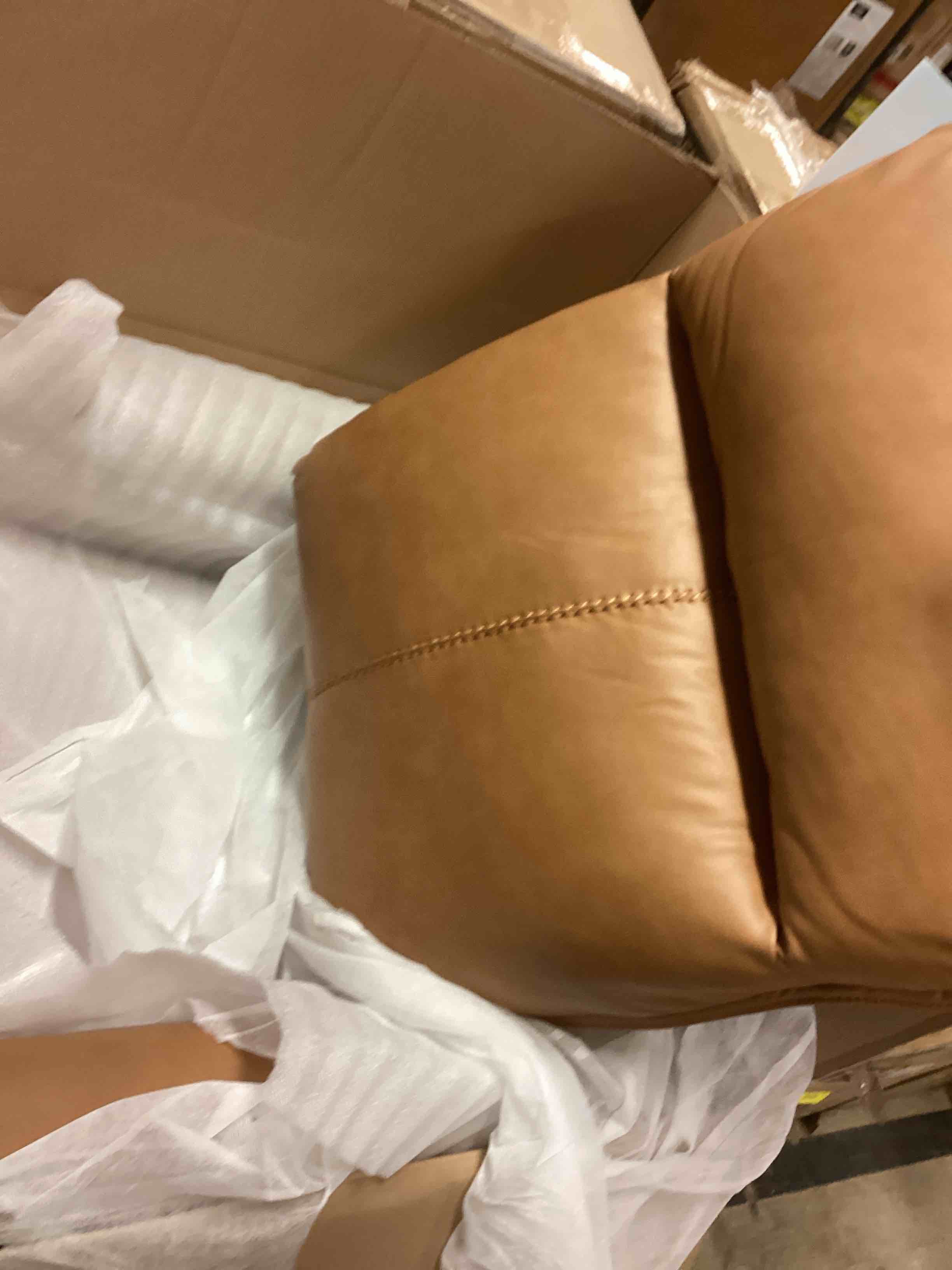 Condition photo showing New/Like New for swivel rocker recliner, glider rocking chair, nursing chairs swivel glider recliners with soft backrest, leathaire manual reclining sofa for living room bedroom apartment, brown (model similar from stock photo)