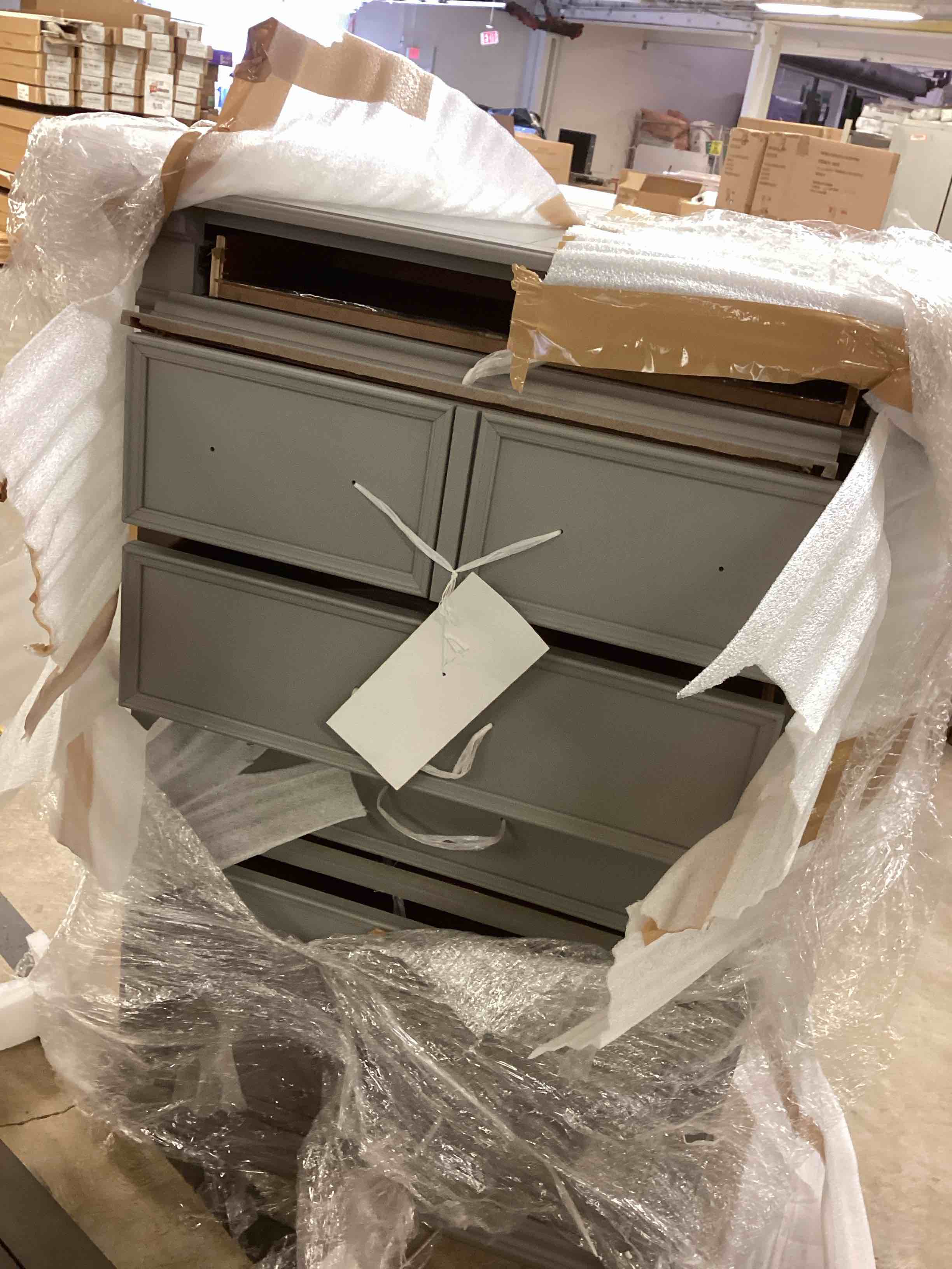 Condition photo showing As Is for elements international slater 7 drawer chest in grey sr300ch