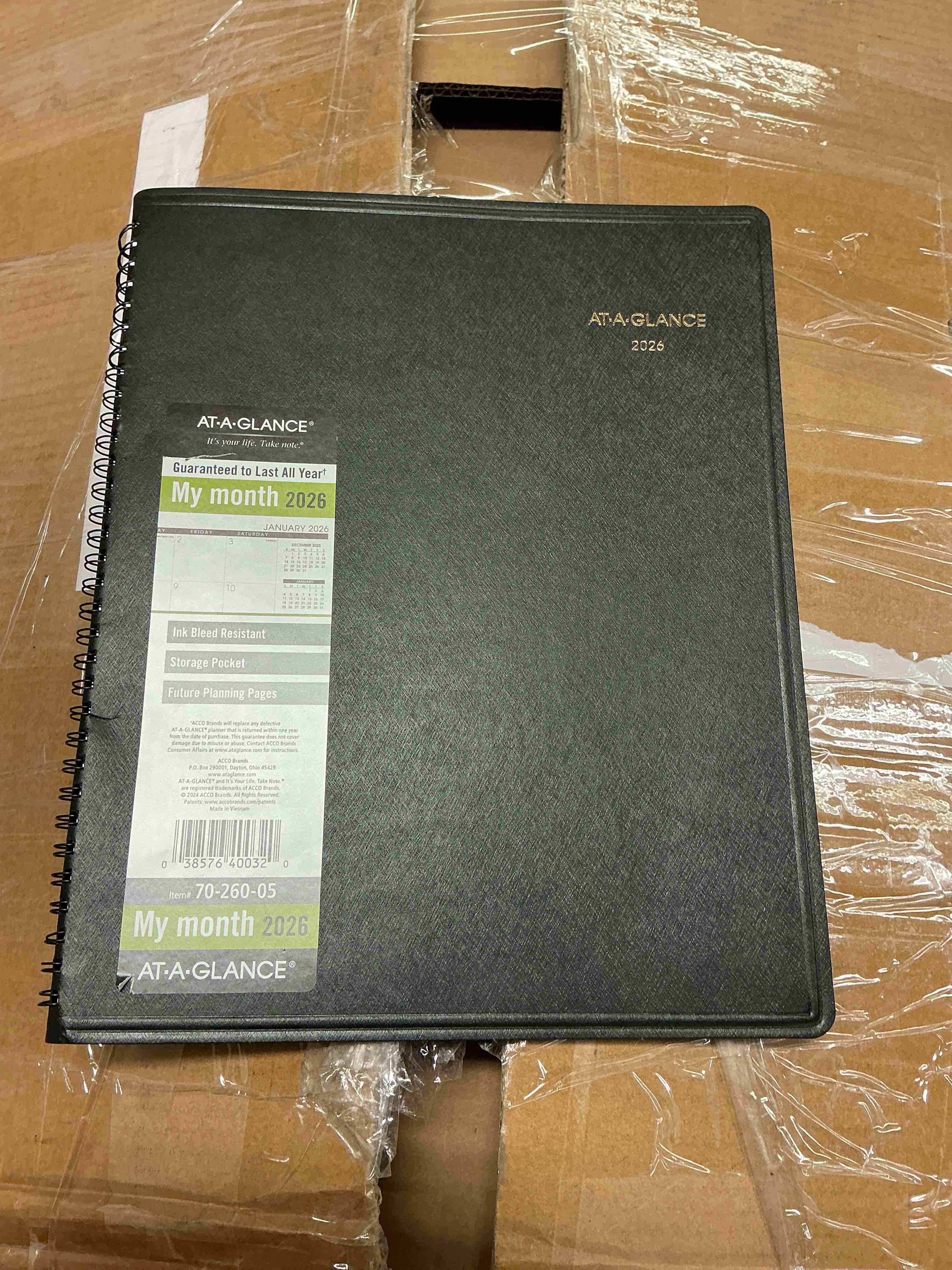 Condition photo showing Good Condition for at-a-glance 2026 15-month monthly planner black large 9 x 11 - monthly planners