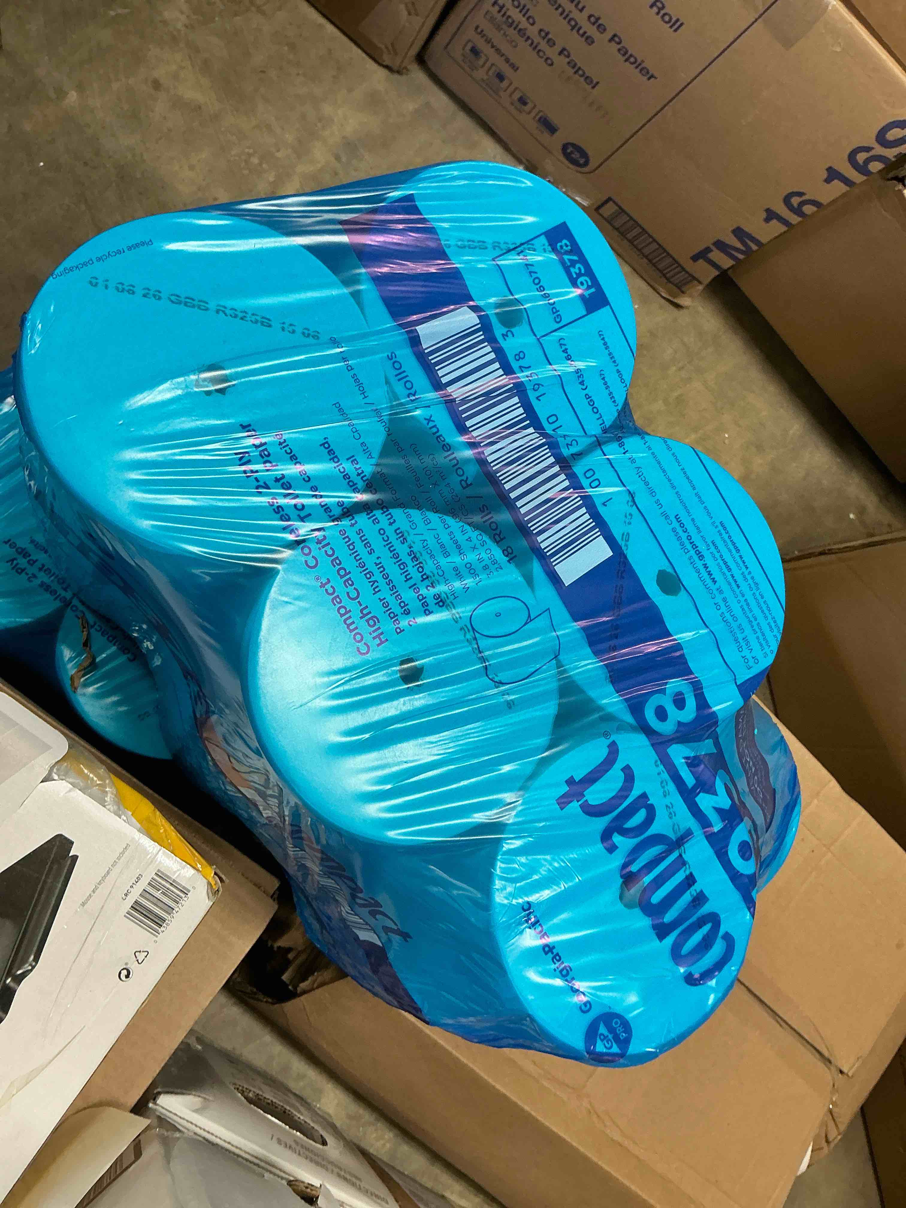 Condition photo showing New/Like New for coreless bath tissue septic safe 2-ply white 1500 sheets/roll 18 rolls/carton
