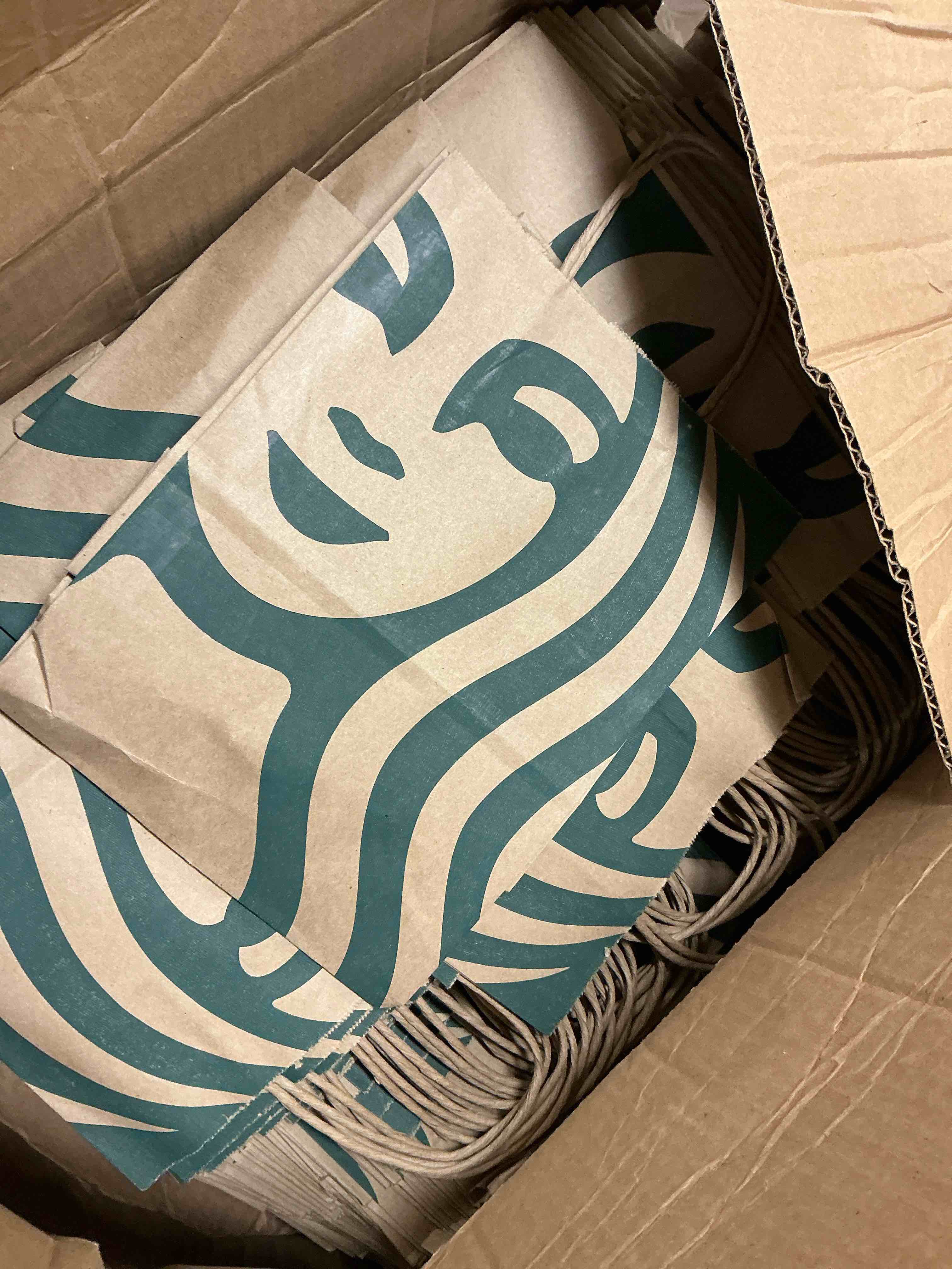 Condition photo showing Good Condition for starbucks light brown siren paper lunch shopper gift bags (100pcs)