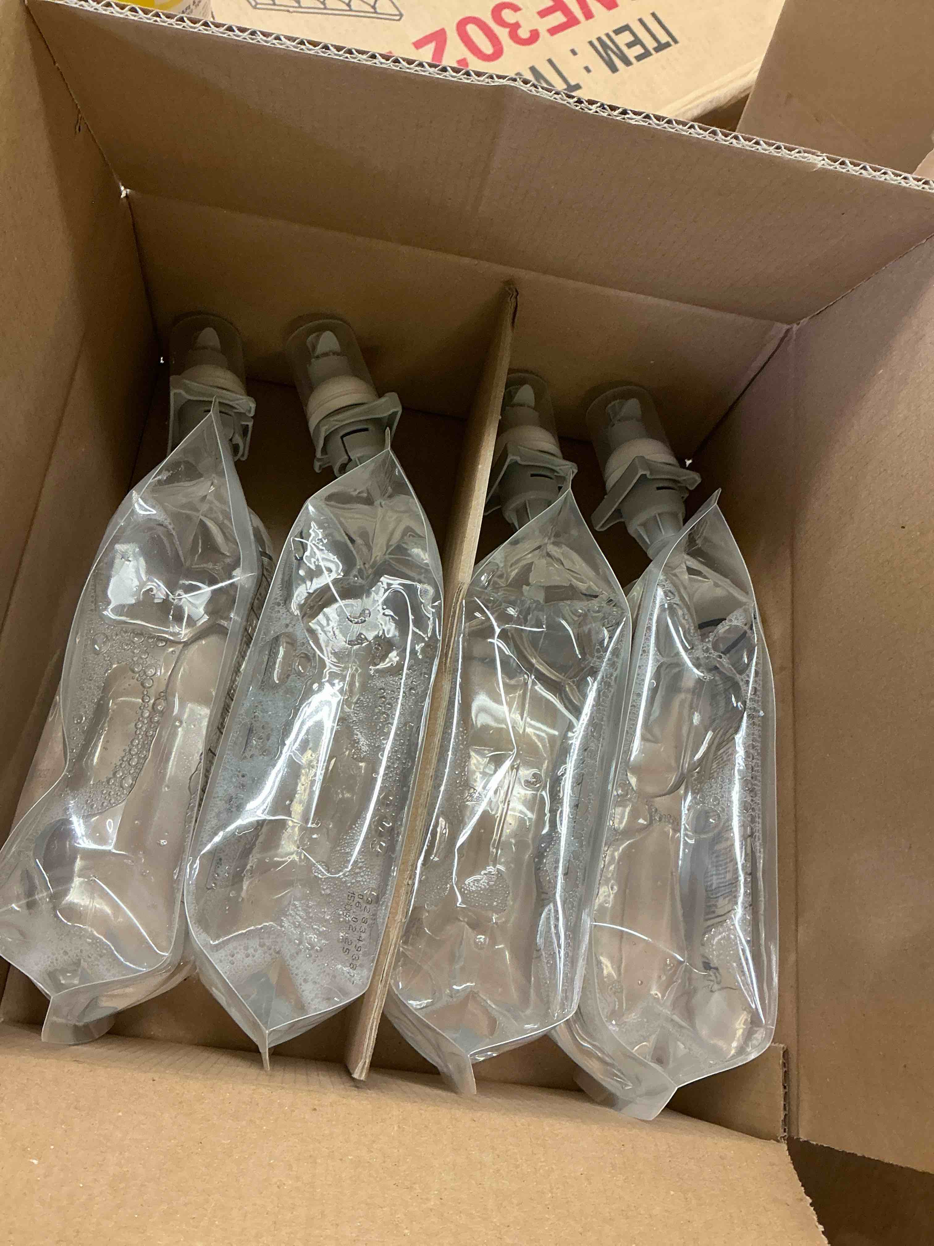 Condition photo showing New/Like New for rubbermaid commercial products autofoam alcohol foam hand sanitizer refill 1000 ml moisturizing compatible with rcp’s autofoam & lumecel dispensers for common areas/breakrooms, pack of 4 (exp 08/27)