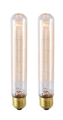 E26 40W Vintage Light Bulb T9/T185 Antique Filament Lamp T10/T30 Long Tubular Bulb Retro Amber Incandescent Light for Chandelier Pendant Industrial Hanging Light 2200K Warm White AC 110V Pack of 2