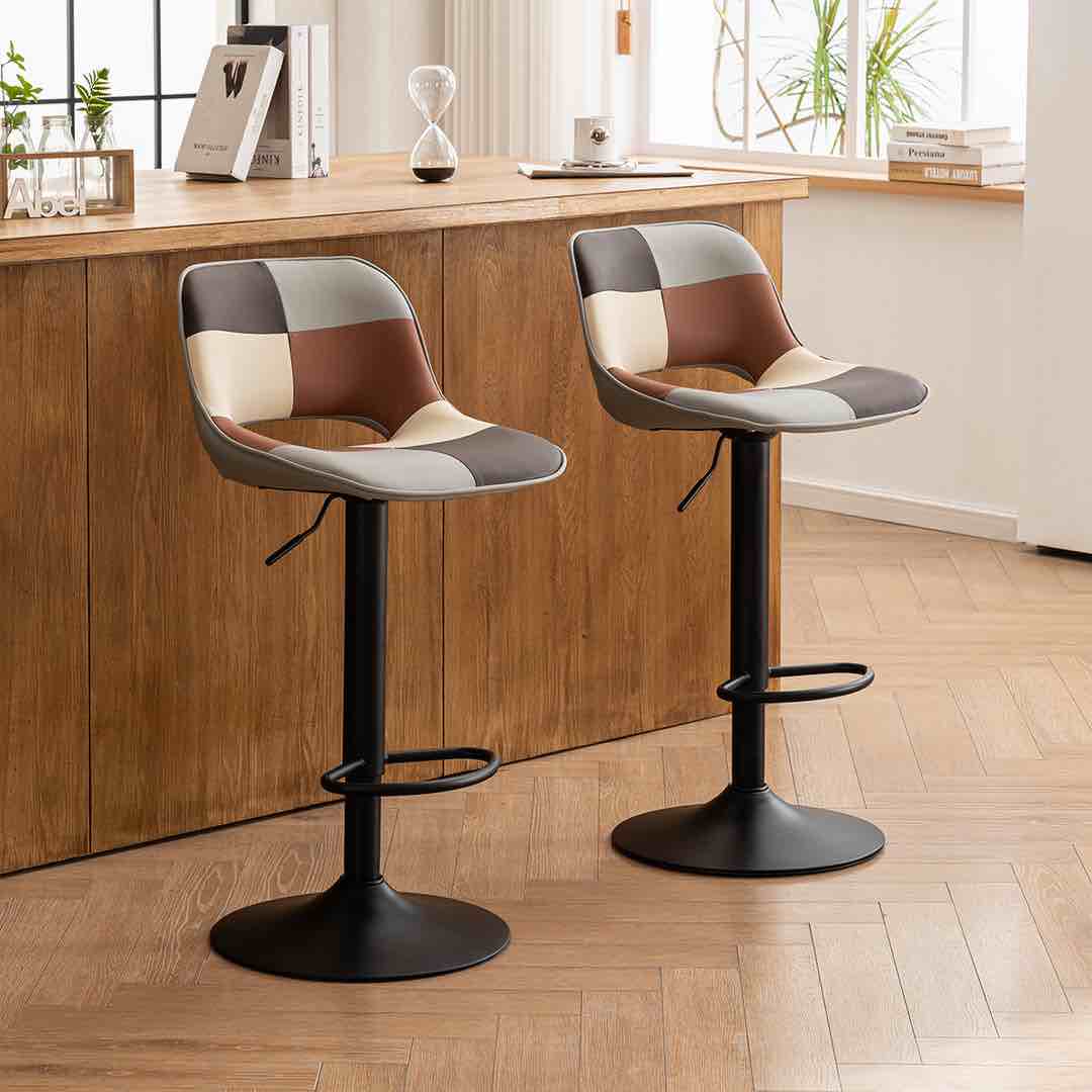 YOUNIKE BAR STOOLS PATCHWORK COUNTER HEIGHT STOOLS (different colors)