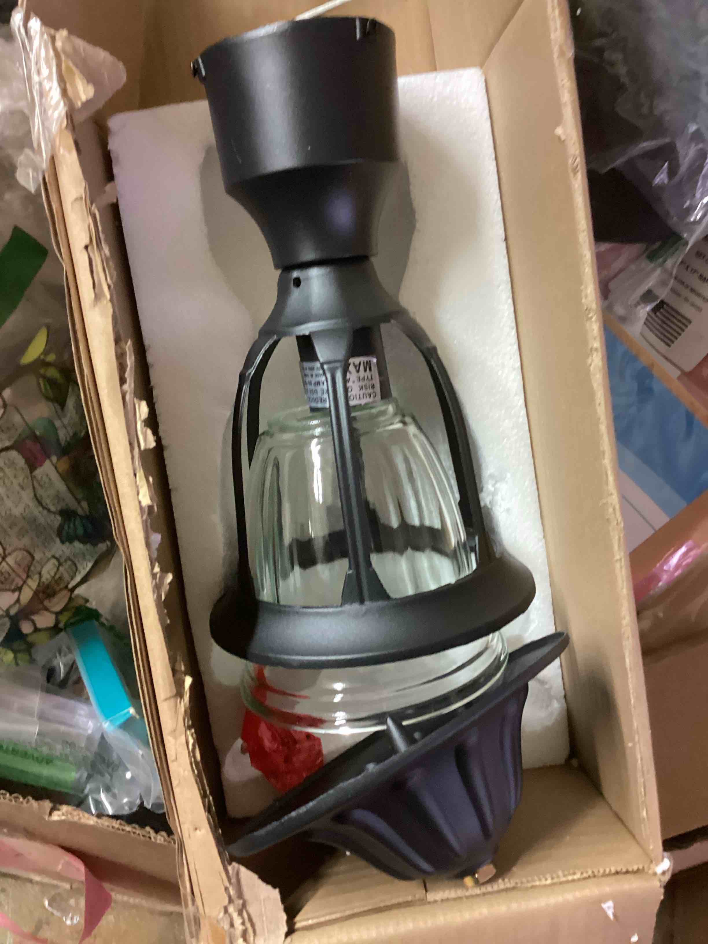 Condition photo showing Good Condition for  black outdoor post light fixture, pole mount outside light for garden entrance driveway black 