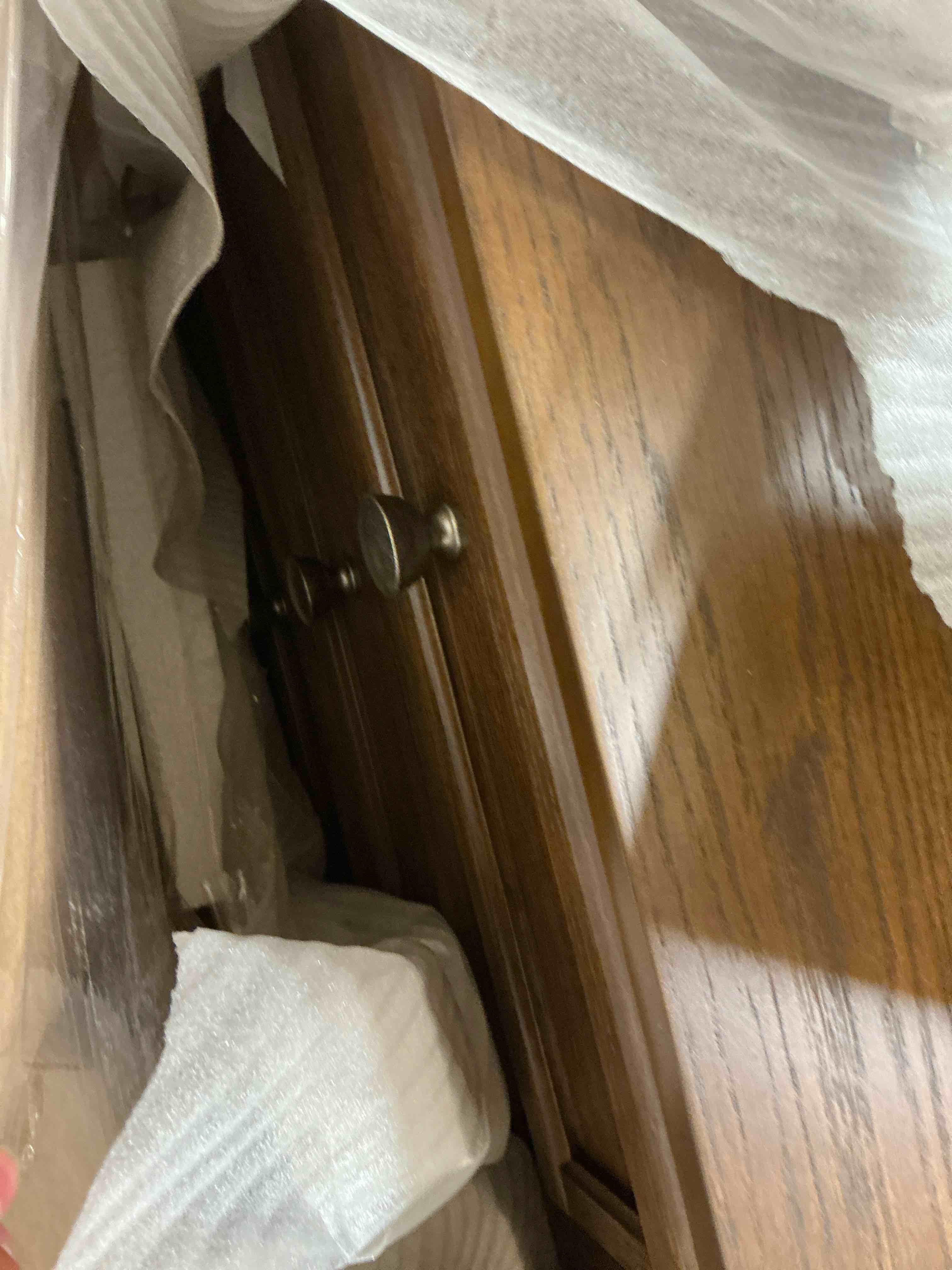 Condition photo showing New/Like New for porter rustic brown two drawer nightstand