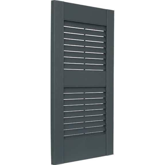 Condition photo showing Good Condition for exterior vinyl louver shutters, (2 pcs) 