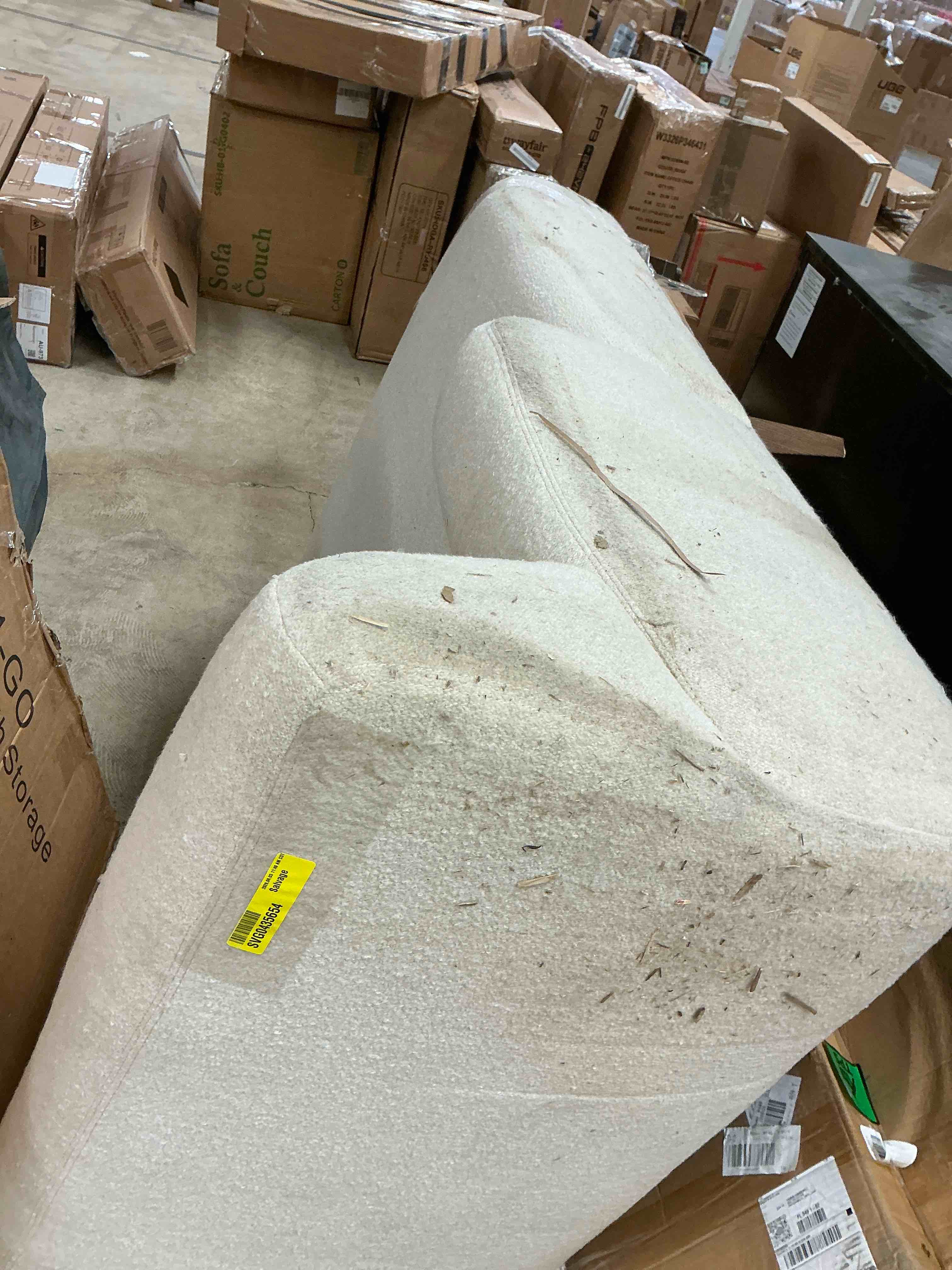 Condition photo showing As Is for four hands kadon chaise lounge - sheepskin natural (similar) (the sofa is dirty)