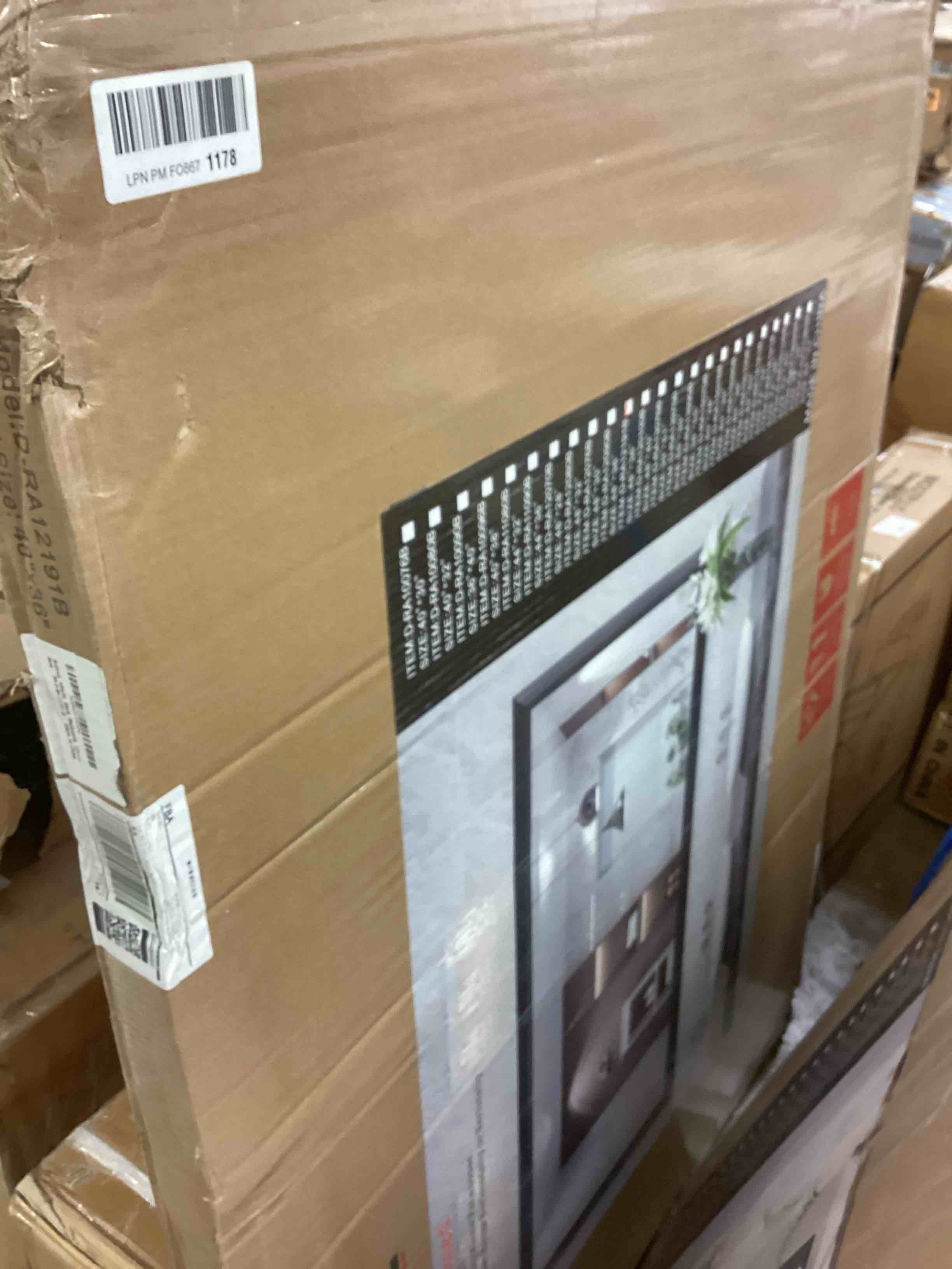 Condition photo showing New/Like New for briivue 48x36 inch black bathroom mirror for wall, thick metal framed rectangle mirrors for over sink, bedroom, living room, entryway, anti-rust, hd tempered glass
