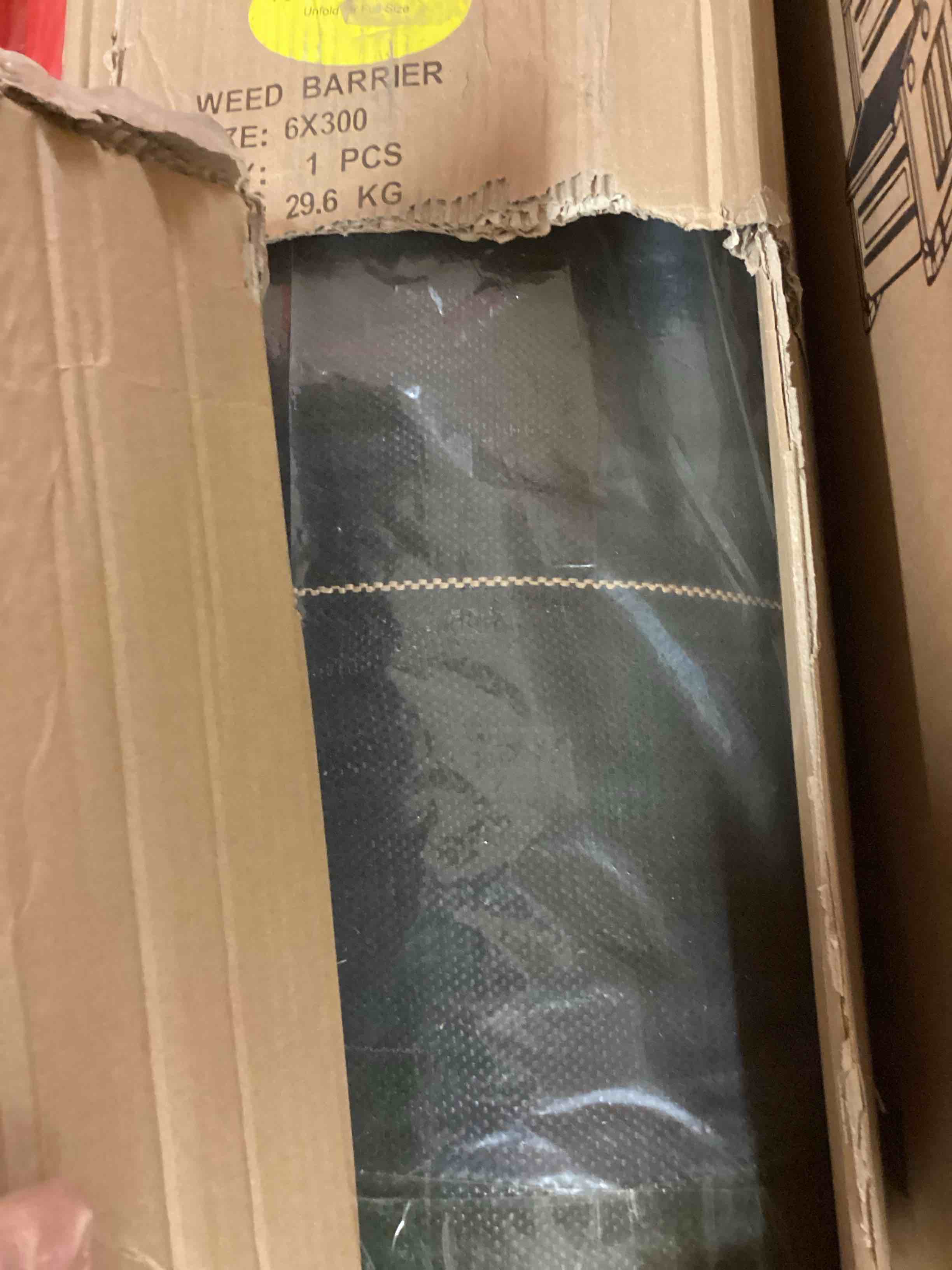 Condition photo showing New/Like New for 6ft x300ft pro black weed barrier, 6oz premium landscape fabric-heavy duty woven ground cloth with superior permeability weed control convenient design 6oz-6ftx300ft black