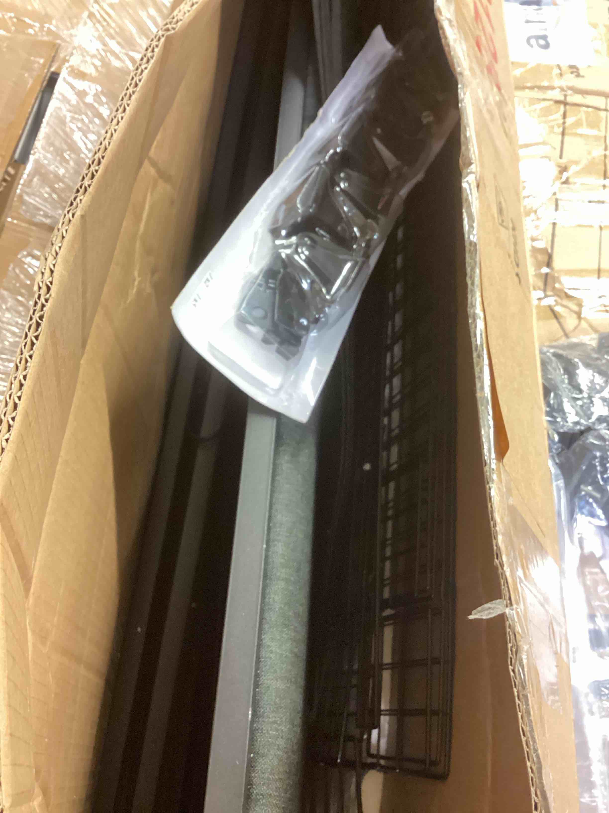 Condition photo showing As Is for upholstered bed with drawers and lights (model similar from stock photo) ( incomplete one box)