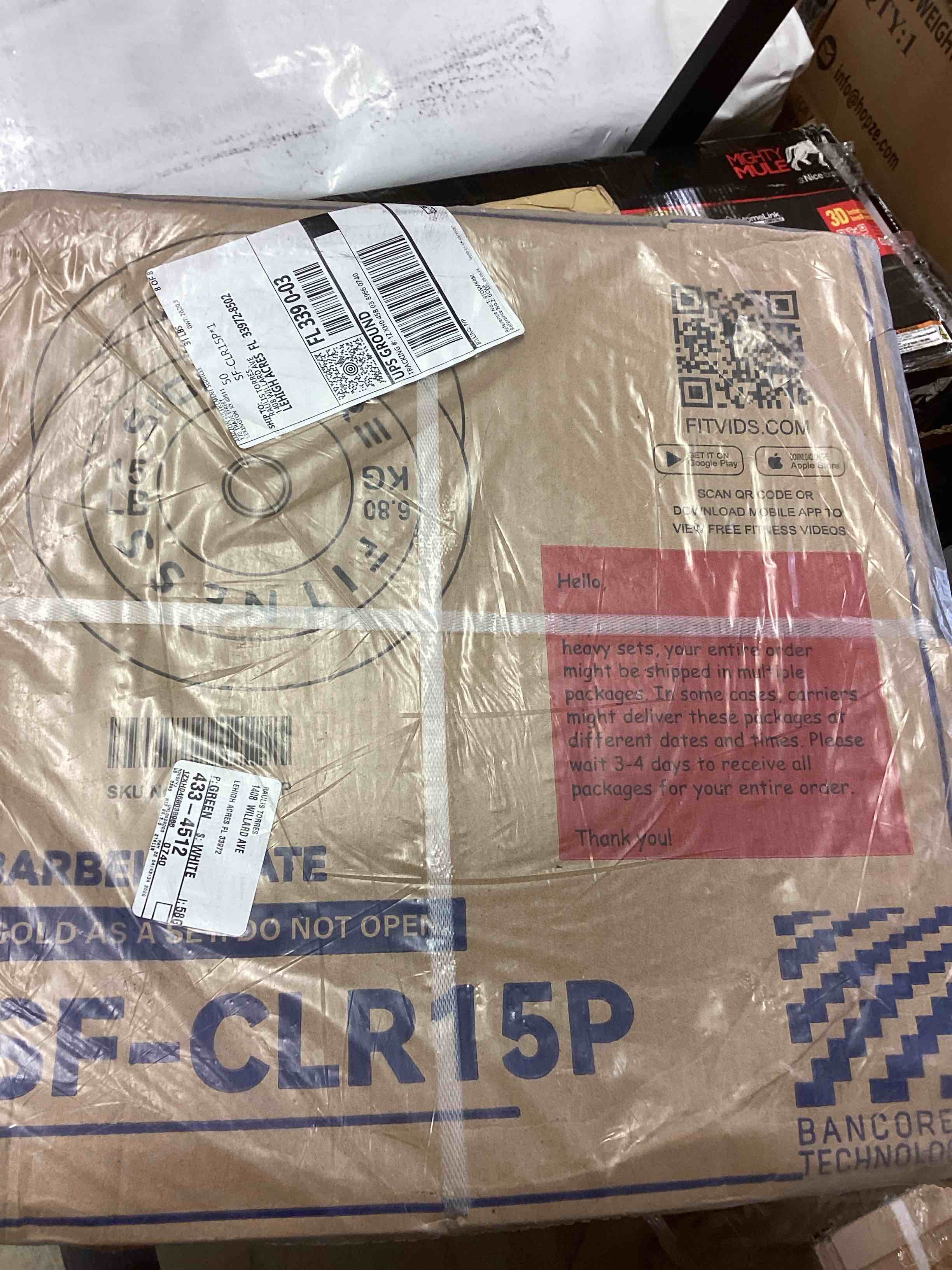 Condition photo showing New/Like New for fitvids signature fitness barbell plate 15lb