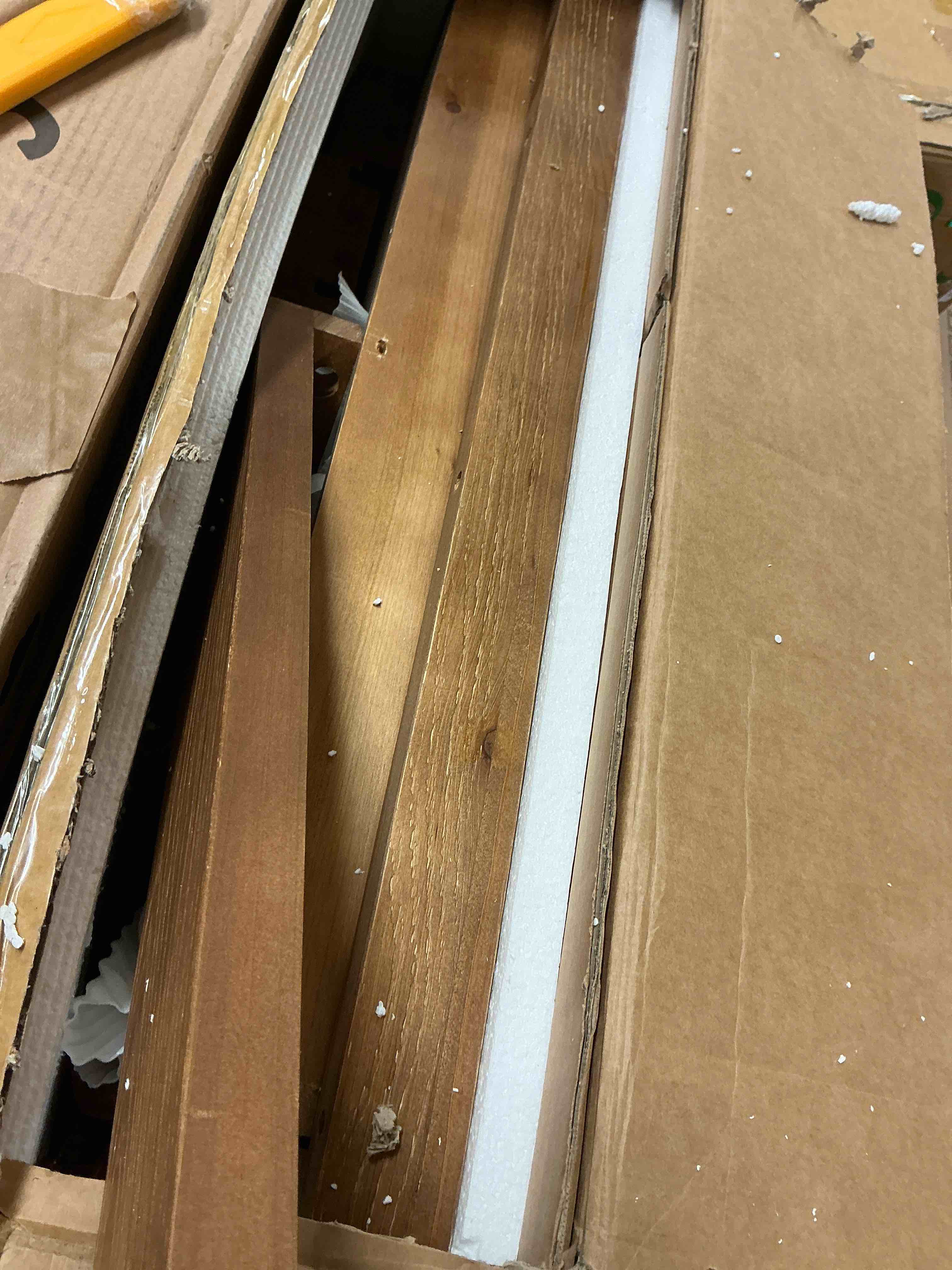 Condition photo showing As Is for tribesigns 30inch wood executive desk, modern office desk, computer table with solid wooden base, work desk for home office (brown) (similar) (diferente sizes)