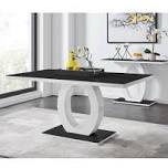 (incomplete - top table only) Furniturebox UK Giovani Black White High Gloss Glass Dining Table 